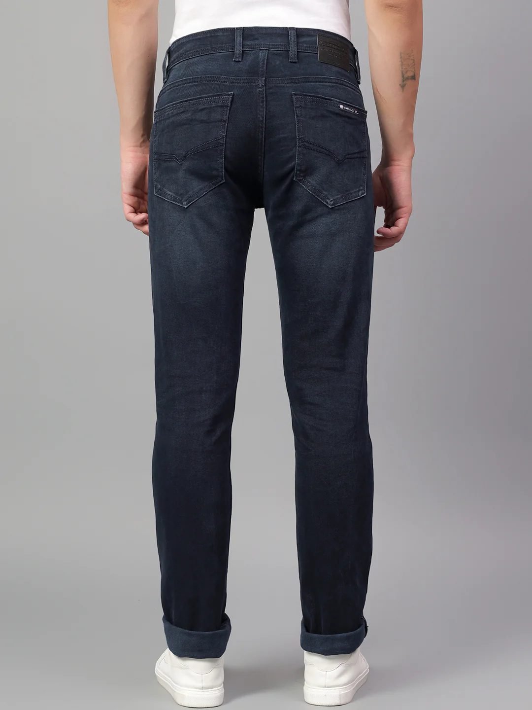 Denim Jeans for Men l Breathable & Soft with Color Fastness Ultra Narrow Fit Cotton Fabric Solid Pattern Button Closure - Image 3
