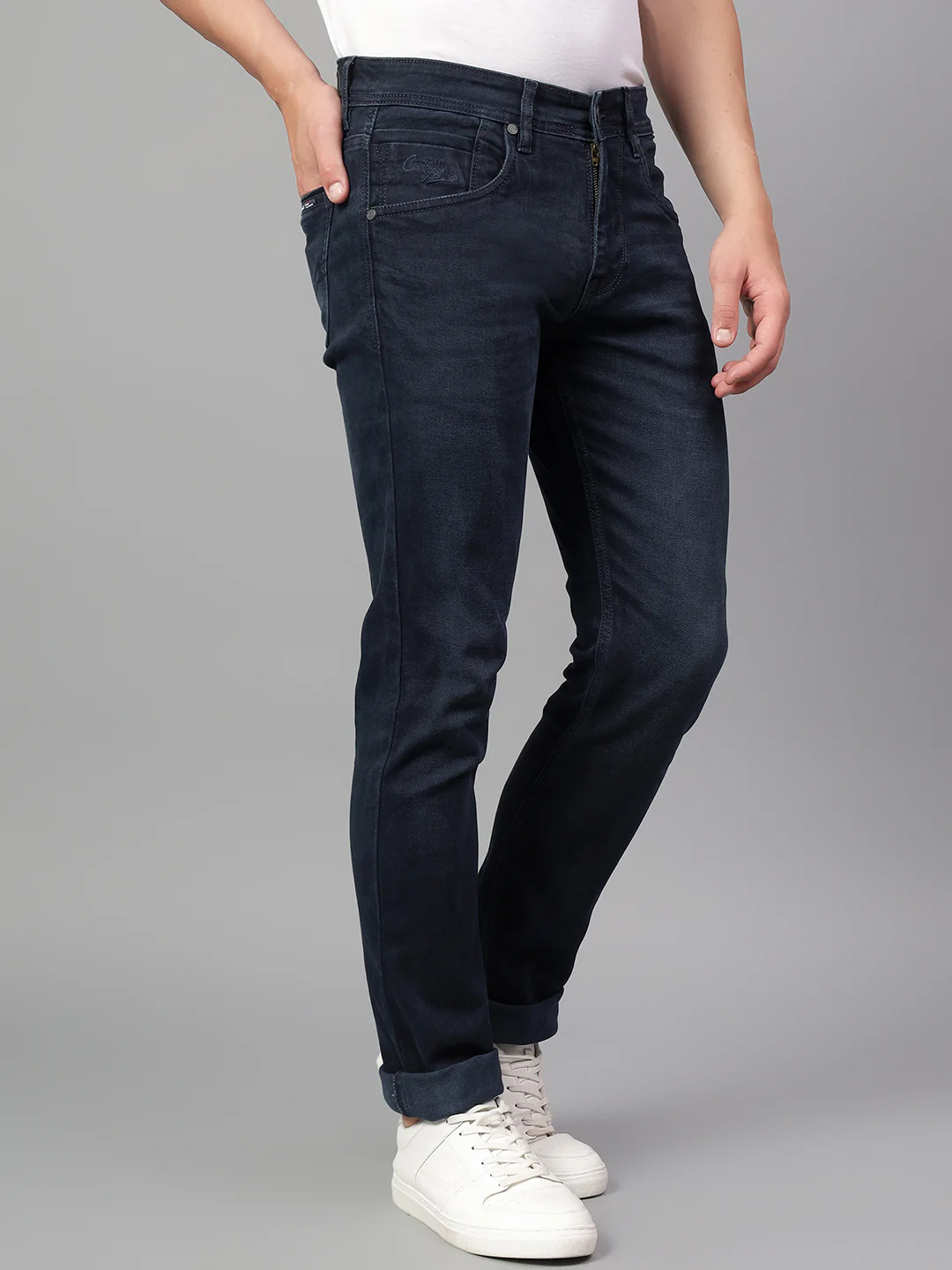 Denim Jeans for Men l Breathable & Soft with Color Fastness Ultra Narrow Fit Cotton Fabric Solid Pattern Button Closure - Image 6