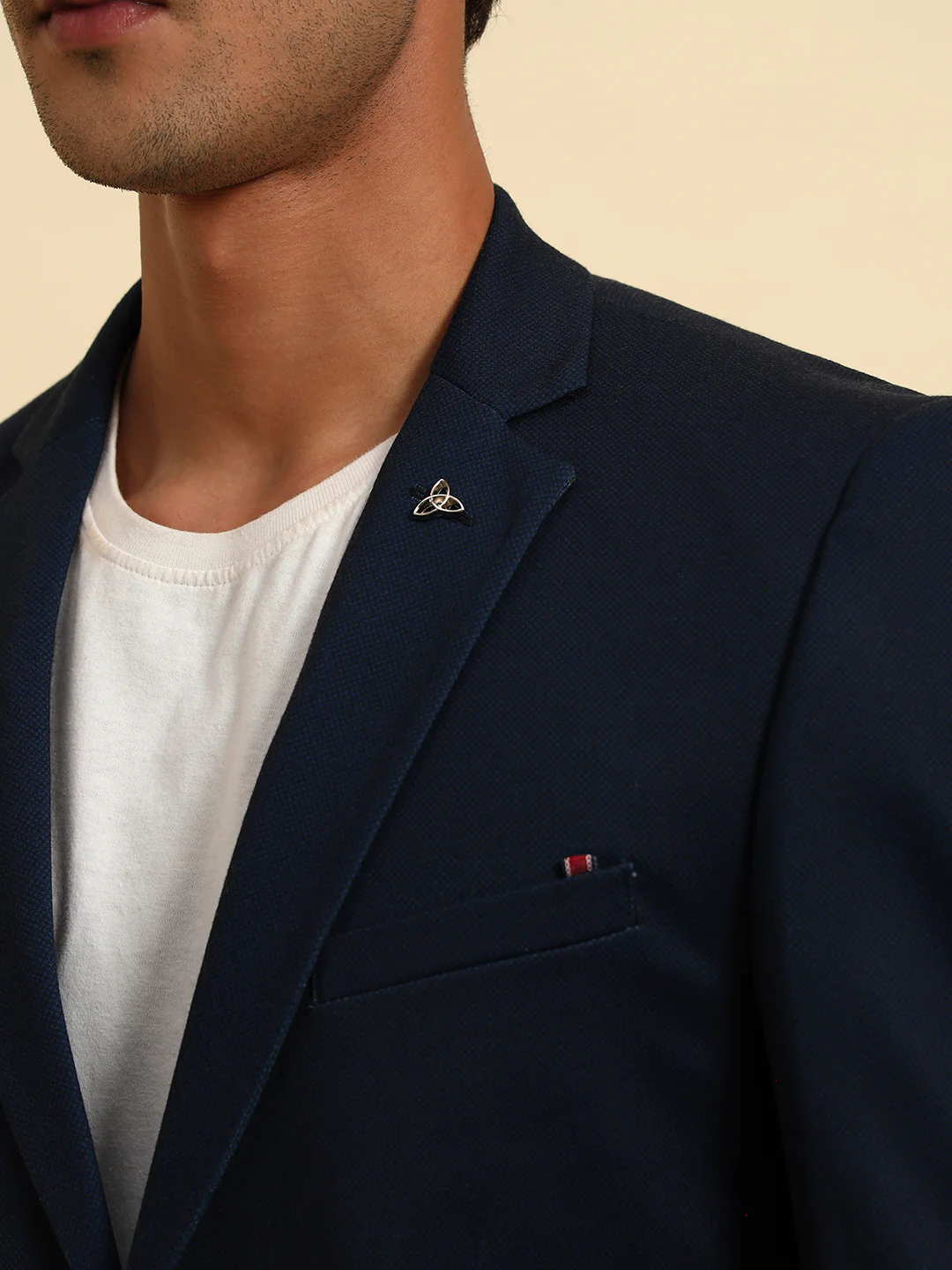 Navy Blue Solid Slim Fit Summer Coat for Men | Cantabil - Image 10