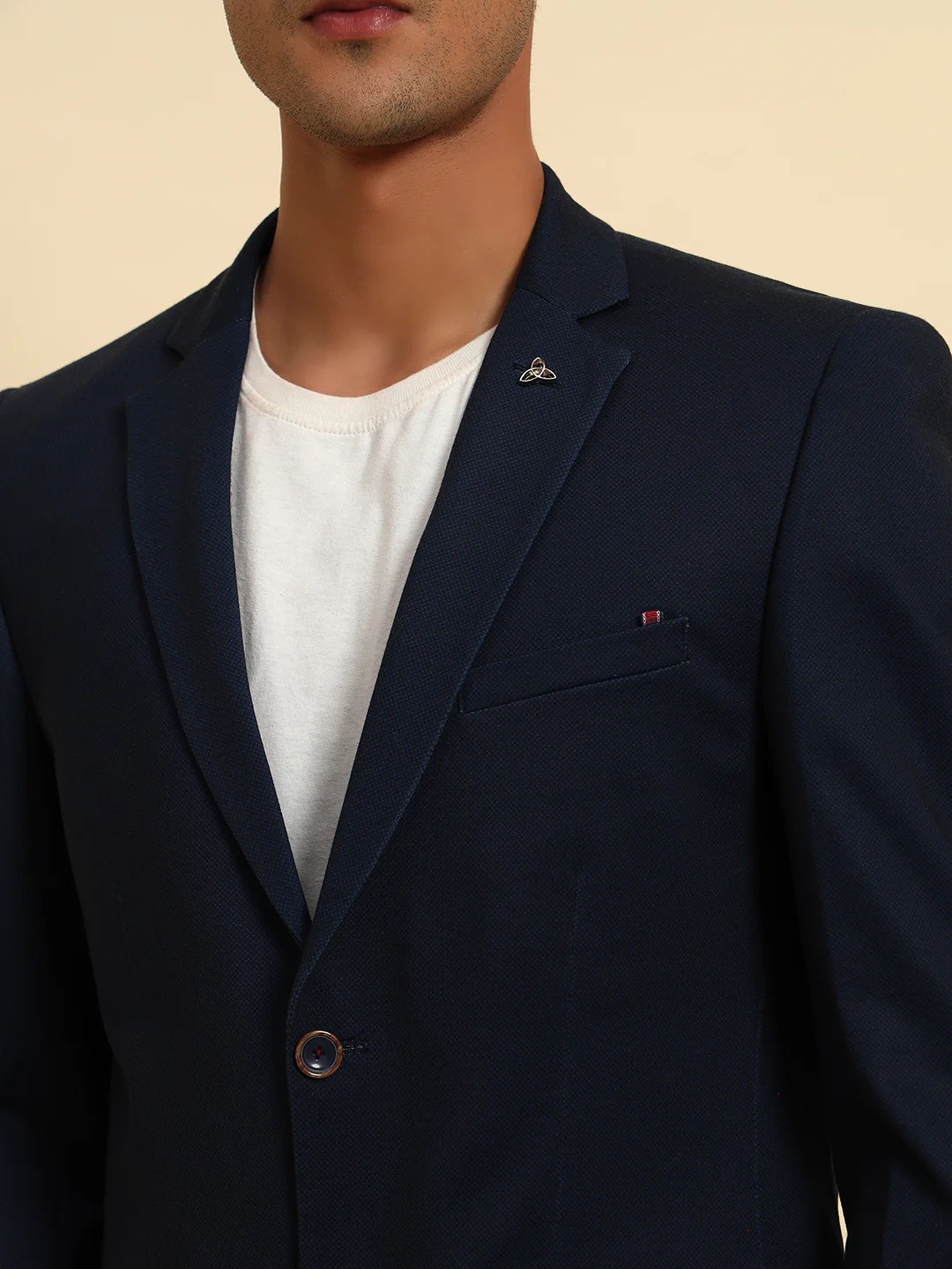 Navy Blue Solid Slim Fit Summer Coat for Men | Cantabil - Image 9
