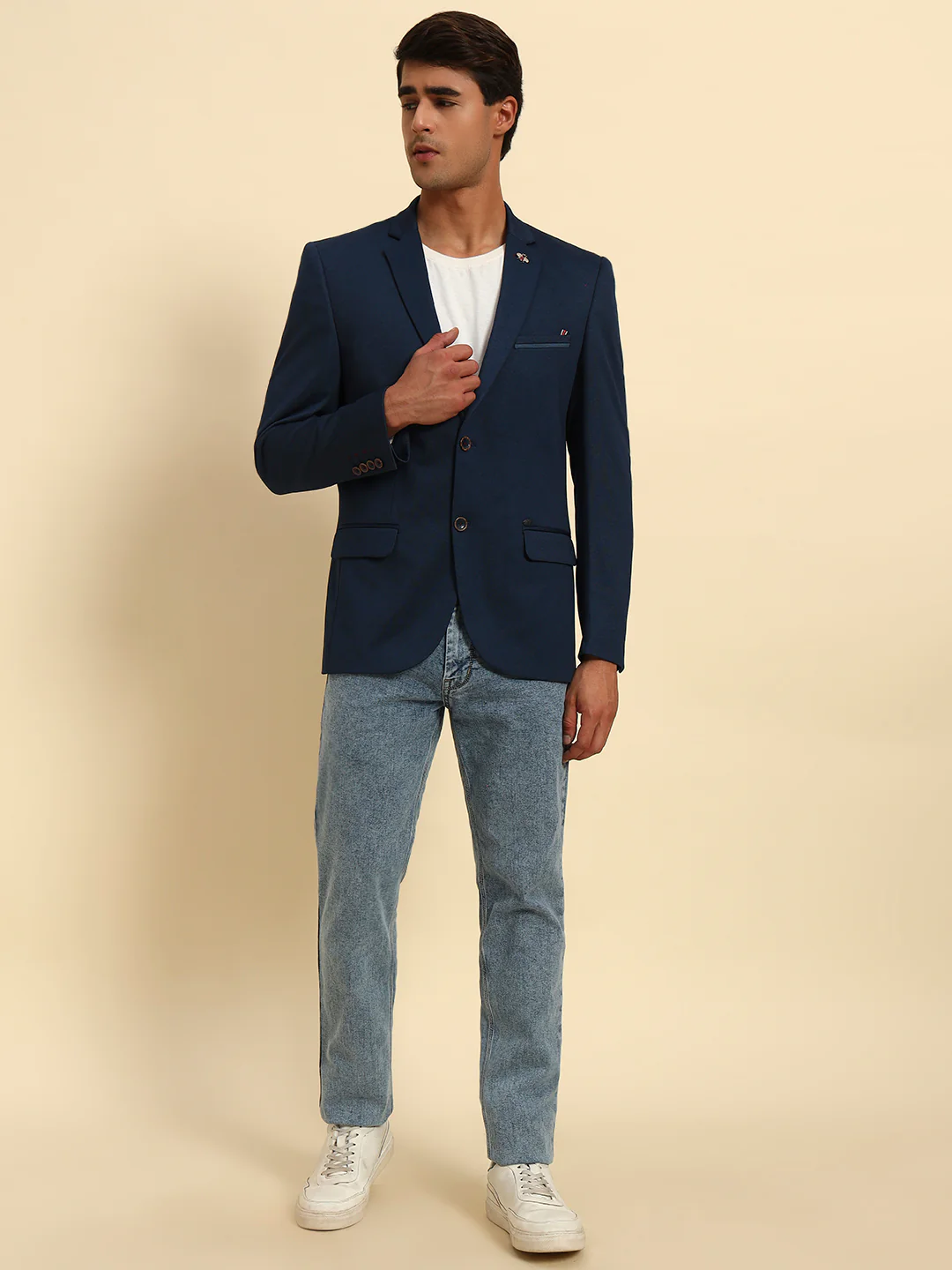 Blazer for Men | Premium Casual Blazer Slim Fit Notched Collar Terry Rayon Fabric Solid Pattern - Image 2