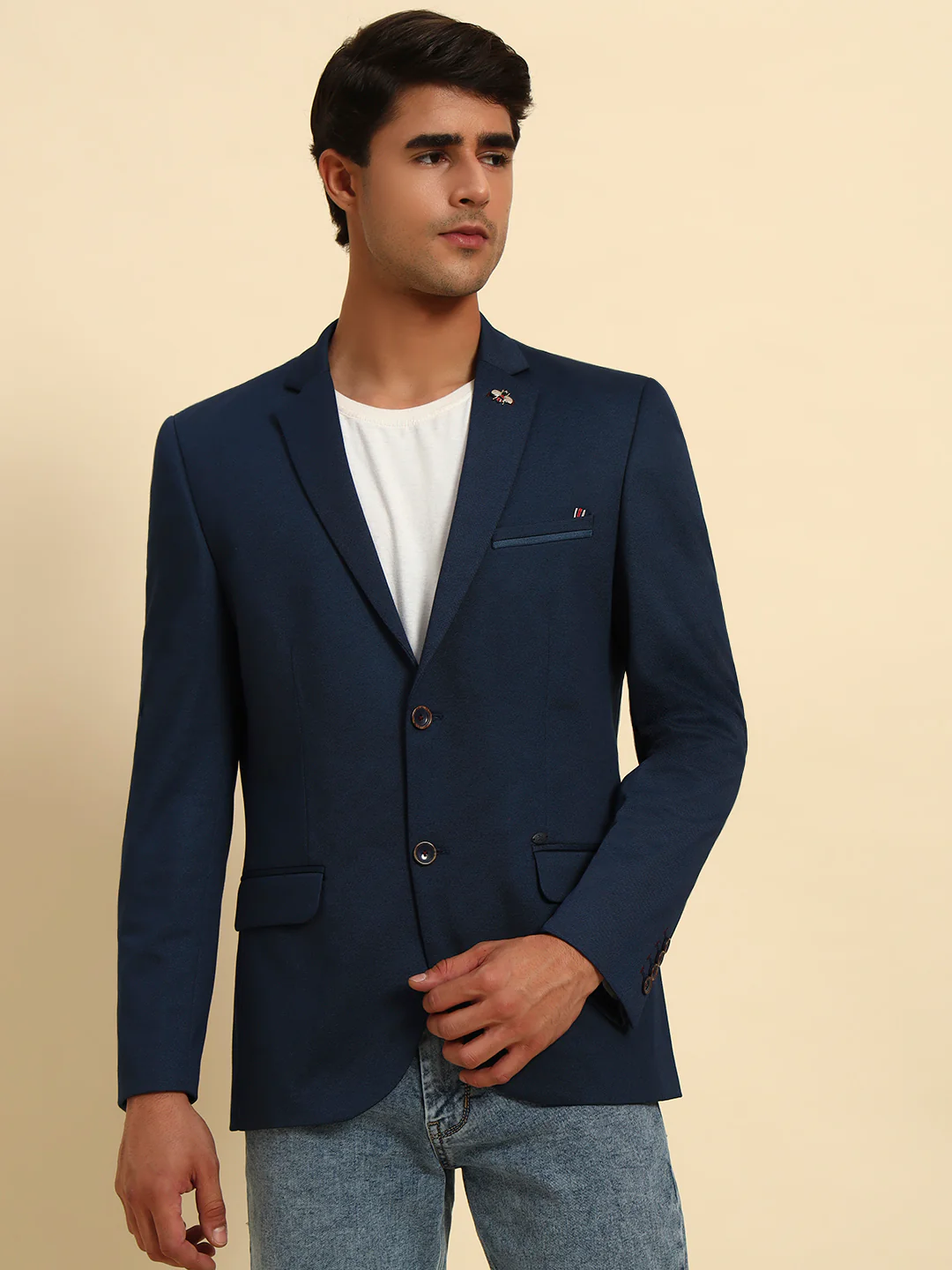 Blazer for Men | Premium Casual Blazer Slim Fit Notched Collar Terry Rayon Fabric Solid Pattern - Image 4