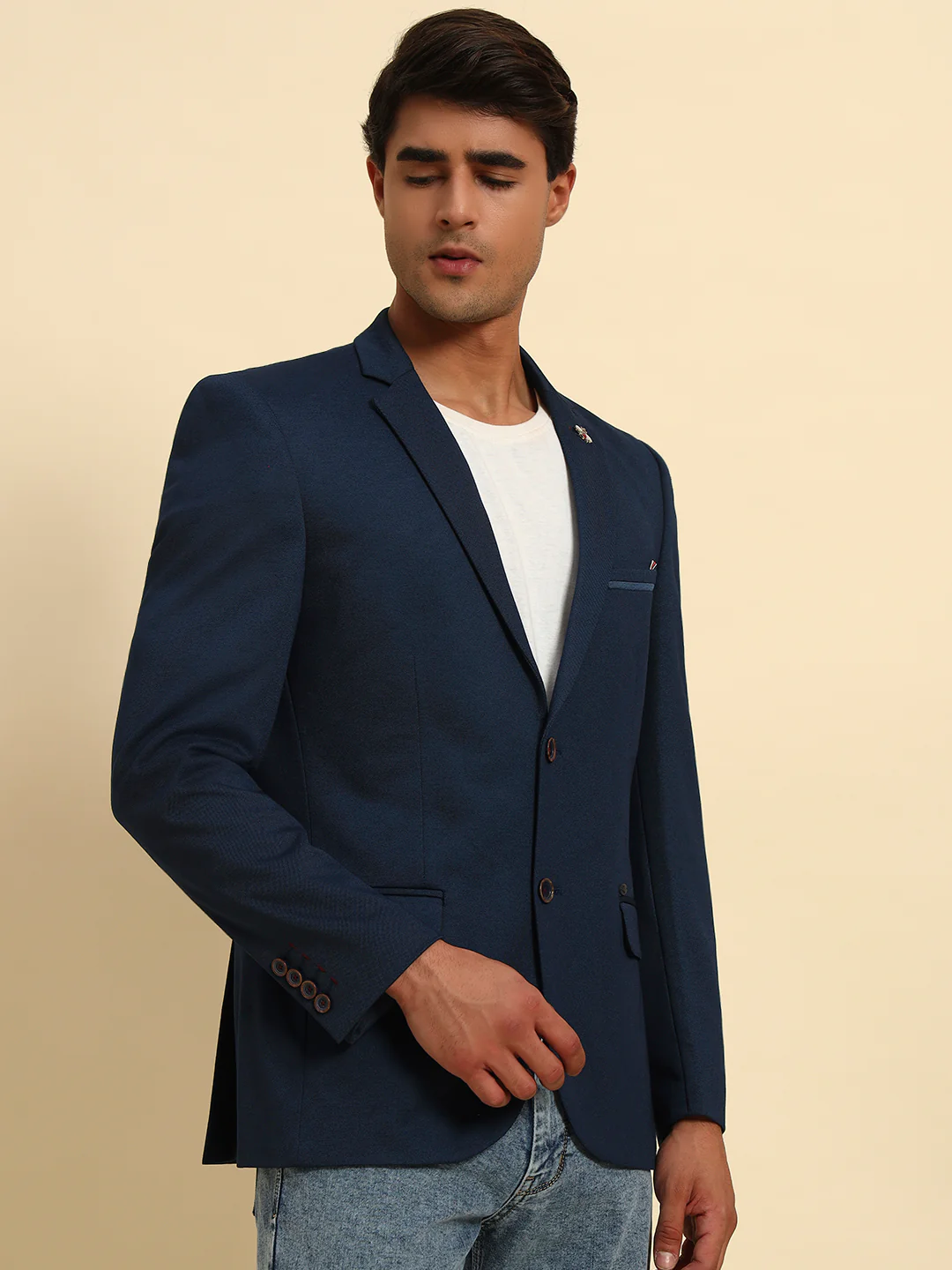 Blazer for Men | Premium Casual Blazer Slim Fit Notched Collar Terry Rayon Fabric Solid Pattern - Image 5