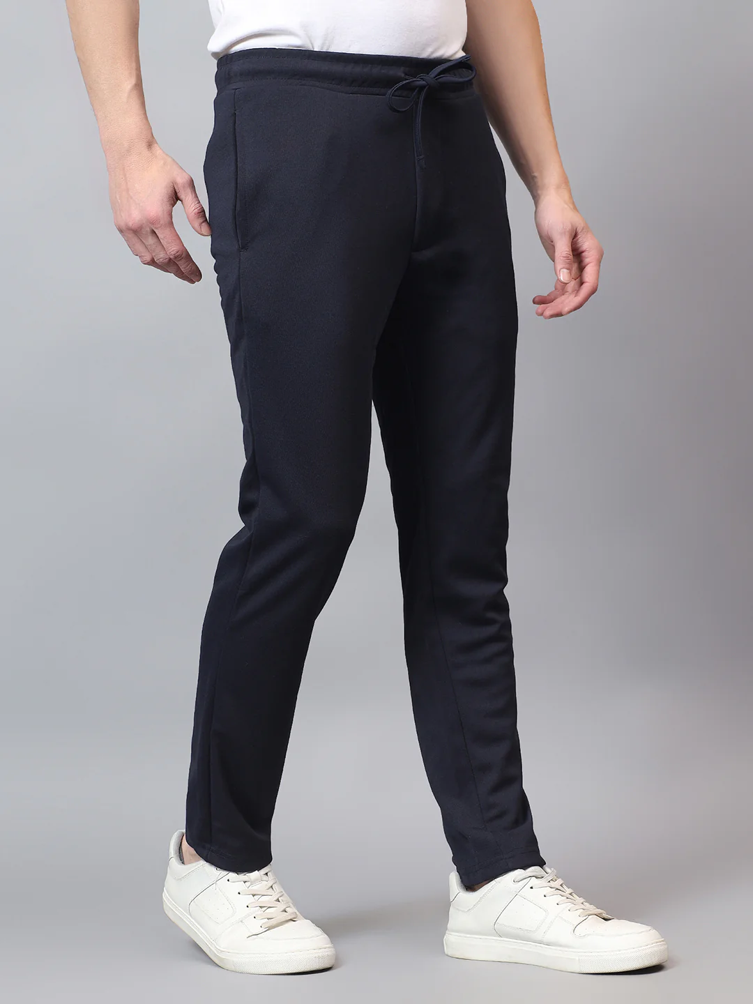 Men's Navy Blue Solid Track Pant - Image 3