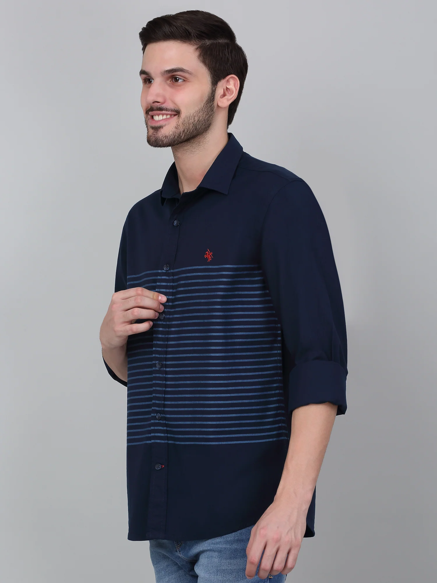 Casual Shirt for Men | Breathable & Soft with Color Fastness Regular Fit Spread Collar Neck Cotton Fabric Striped Pattern - Image 4