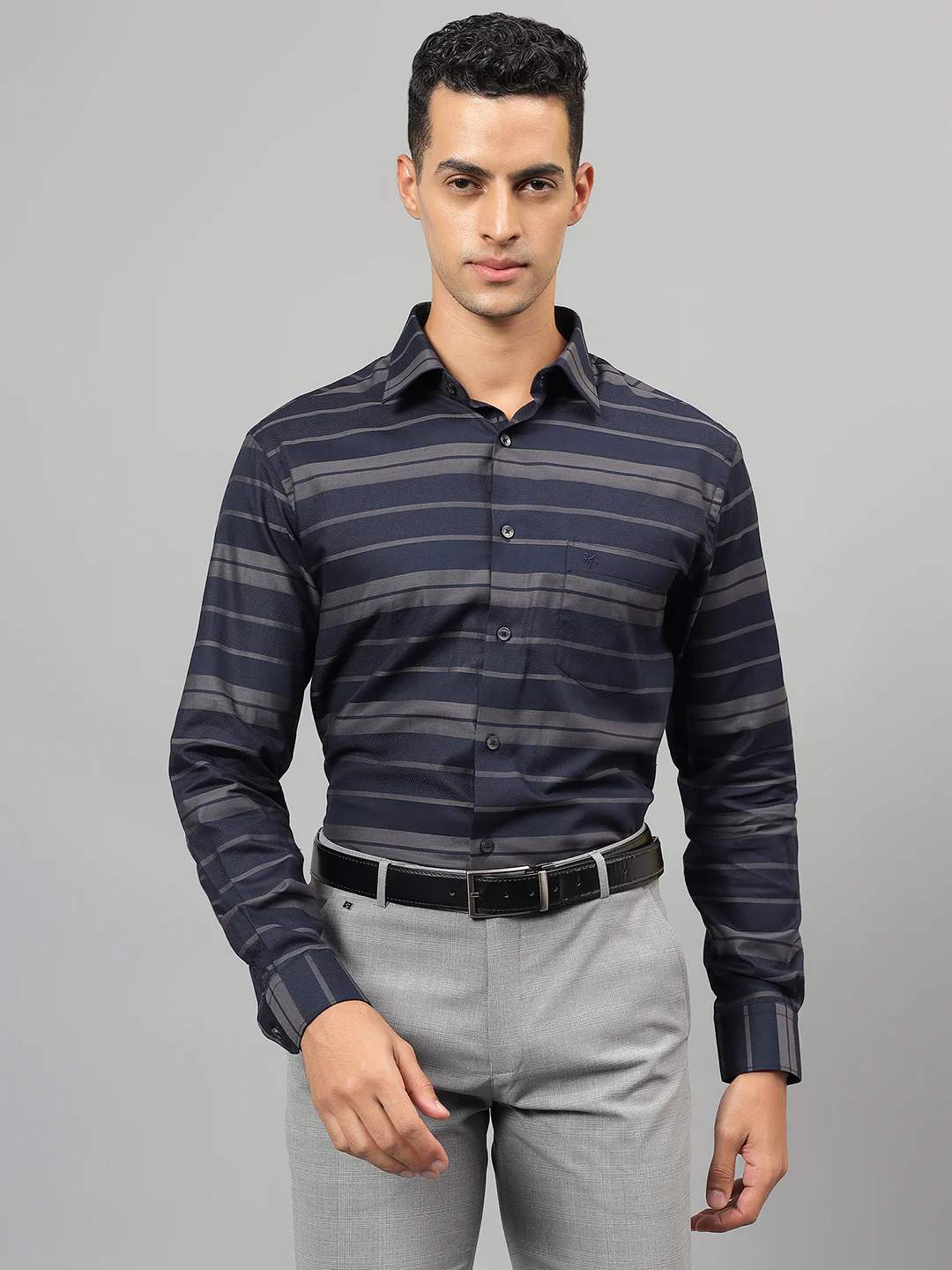 Formal Shirt for Men l Breathable & Soft with Color Fastness Regular Fit Spread Collar Neck Cotton Fabric Striped Pattern - Image 2