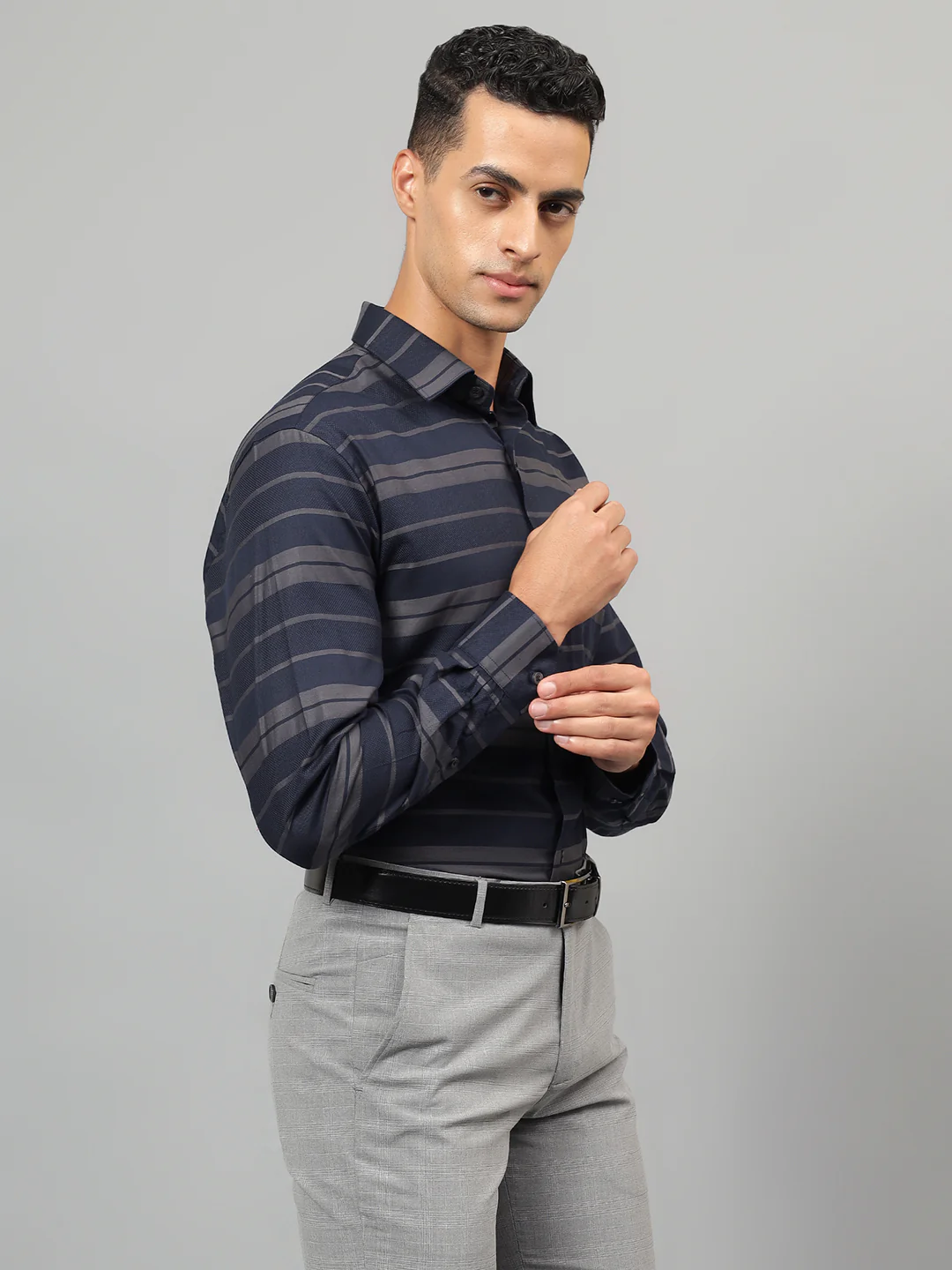 Formal Shirt for Men l Breathable & Soft with Color Fastness Regular Fit Spread Collar Neck Cotton Fabric Striped Pattern - Image 4