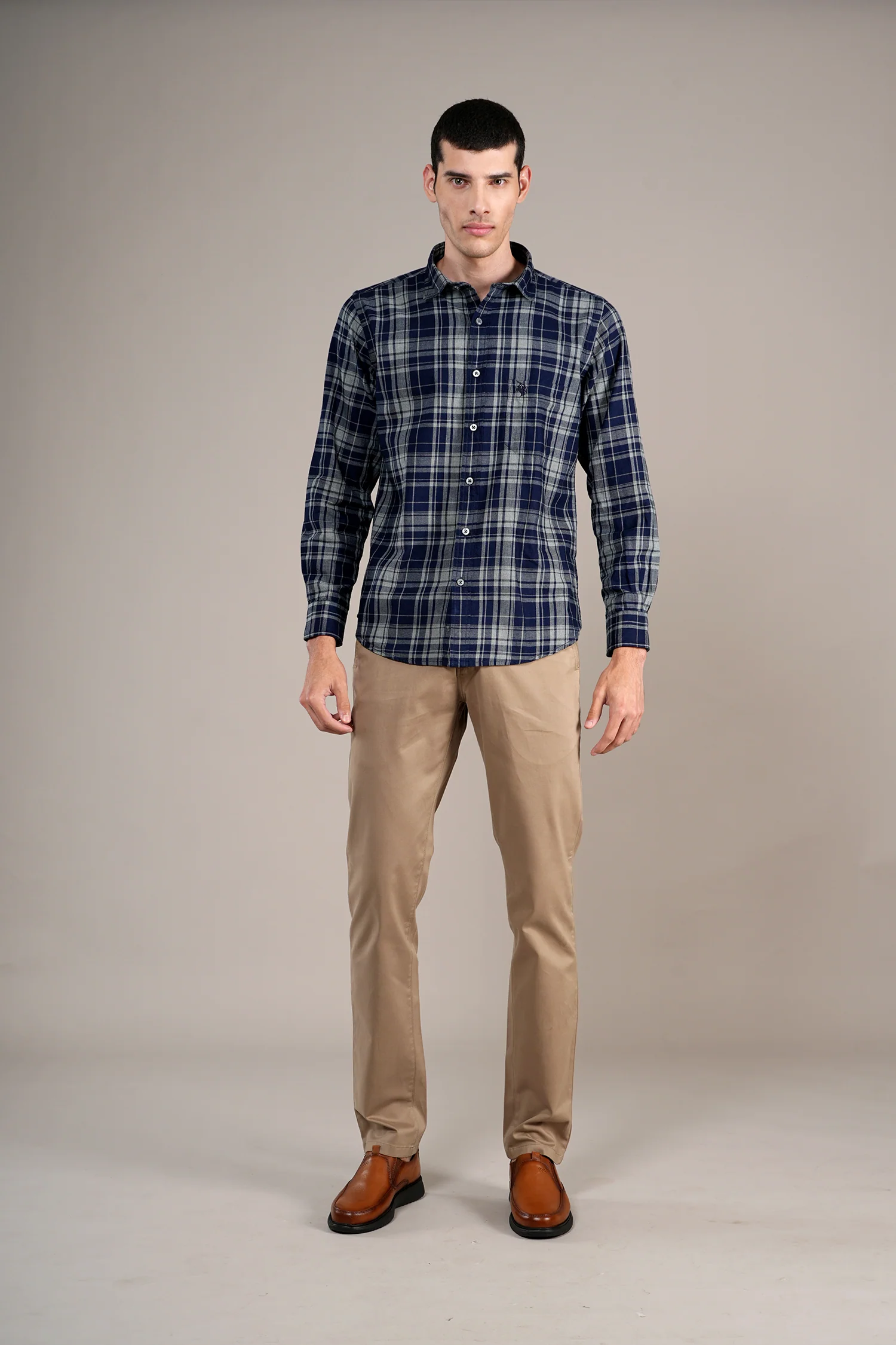 Casual Shirt for Men | Breathable & Soft with Color Fastness Regular Fit Spread Collar Neck Cotton Fabric Checkered Pattern - Image 2
