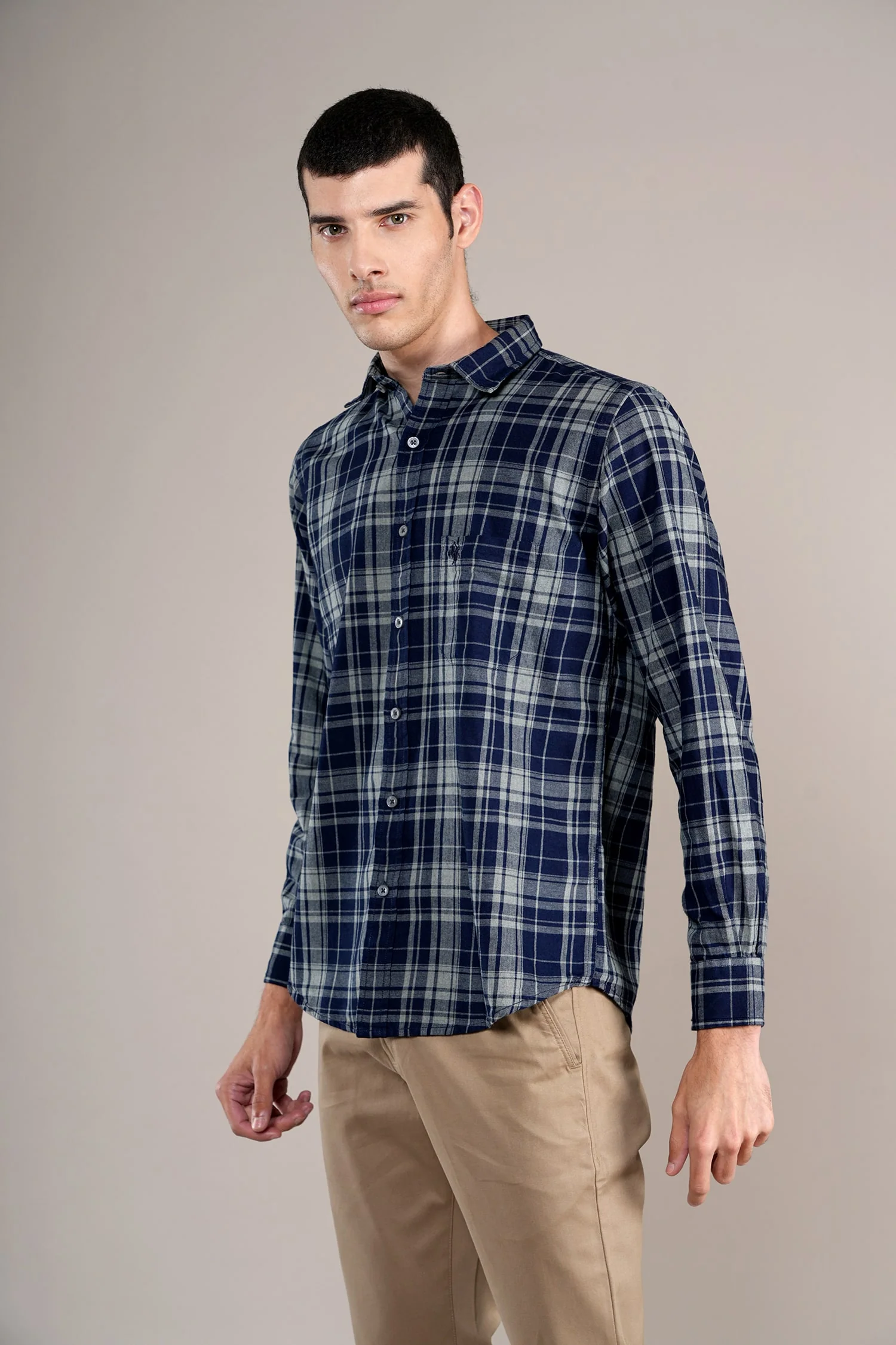 Casual Shirt for Men | Breathable & Soft with Color Fastness Regular Fit Spread Collar Neck Cotton Fabric Checkered Pattern - Image 4