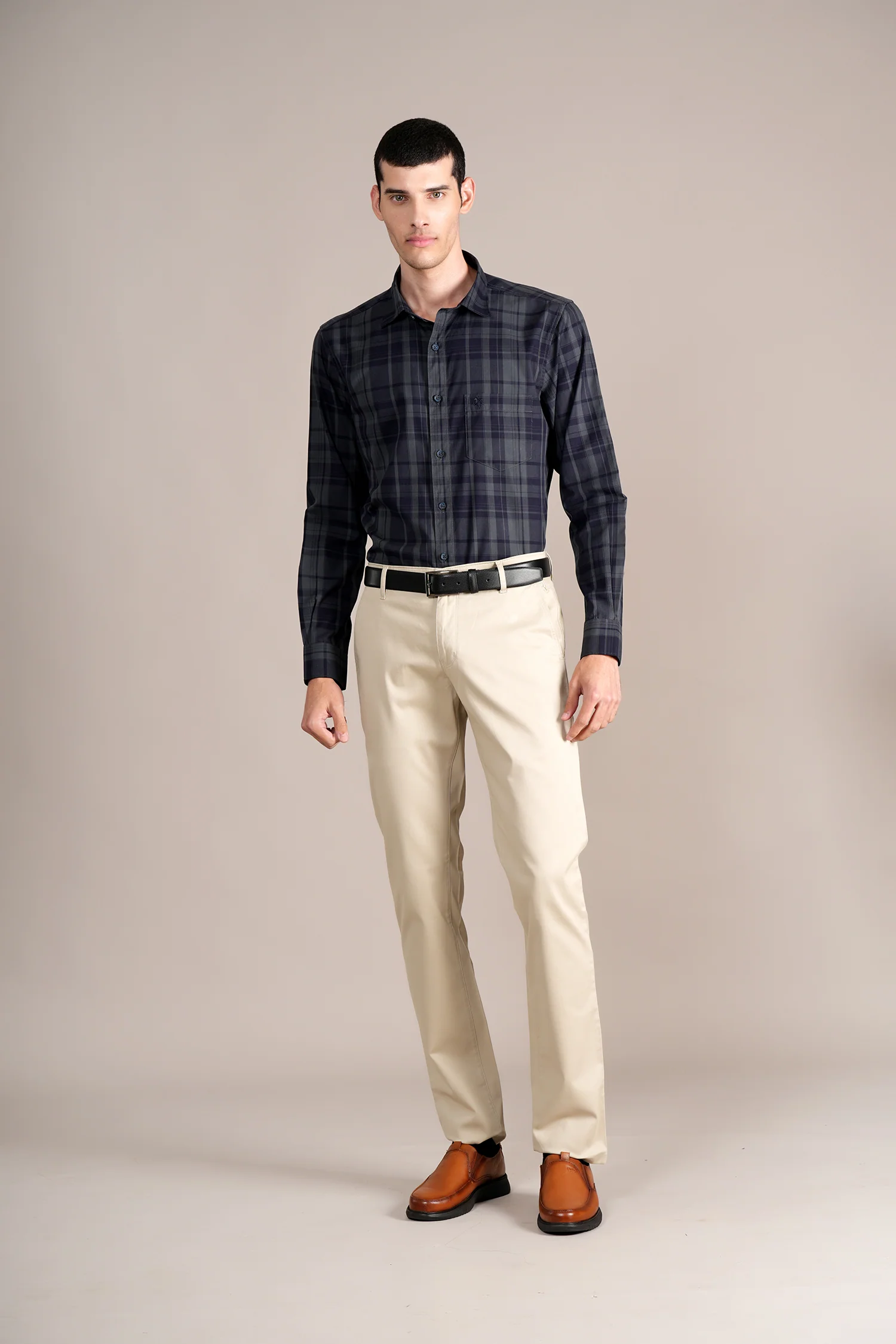 Casual Shirt for Men | Breathable & Soft with Color Fastness Regular Fit Spread Collar Neck Cotton Fabric Checkered Pattern - Image 2