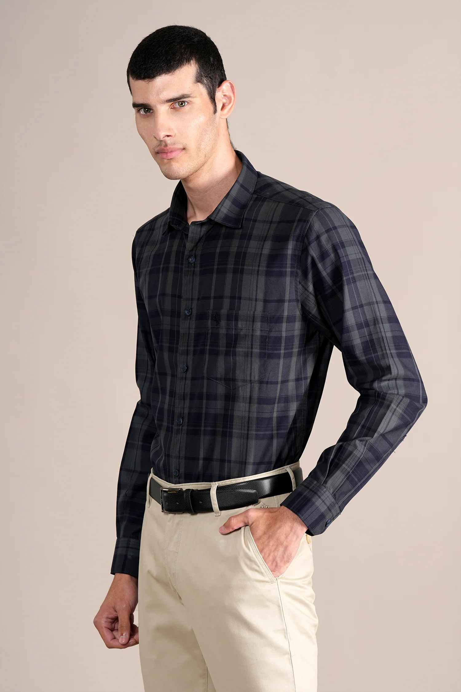 Casual Shirt for Men | Breathable & Soft with Color Fastness Regular Fit Spread Collar Neck Cotton Fabric Checkered Pattern - Image 3