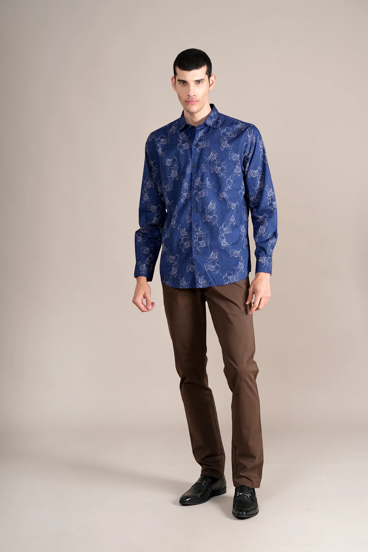 Casual Shirt for Men | Breathable & Soft with Color Fastness Regular Fit Spread Collar Neck Cotton Fabric Printed Pattern - Image 2