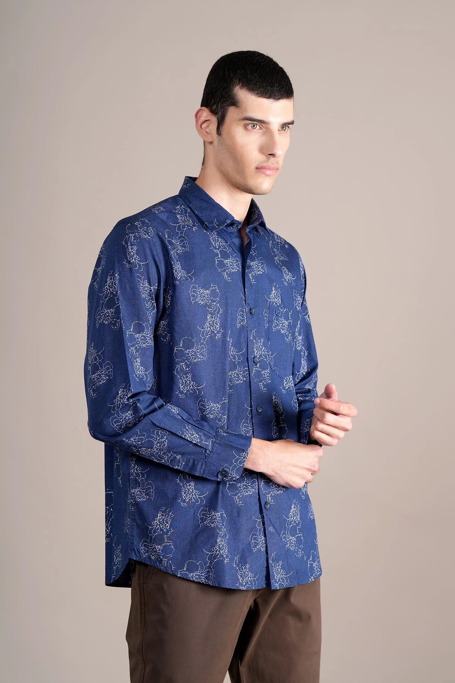 Casual Shirt for Men | Breathable & Soft with Color Fastness Regular Fit Spread Collar Neck Cotton Fabric Printed Pattern - Image 4