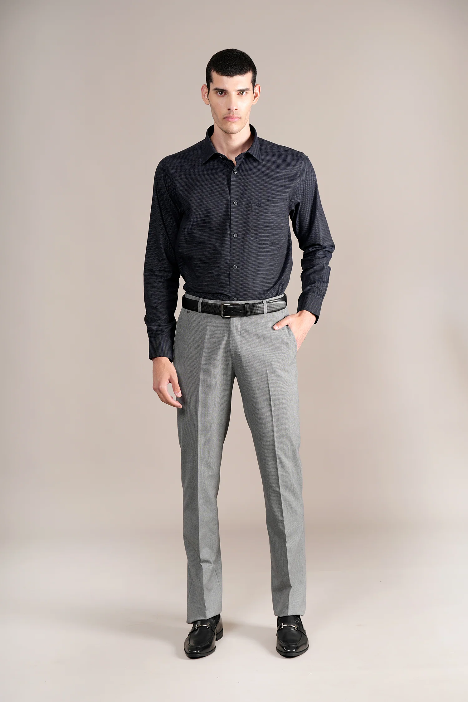 Formal Shirt for Men l Breathable & Soft with Color Fastness Regular Fit Spread Collar Neck Cotton Fabric Self Design Pattern - Image 2