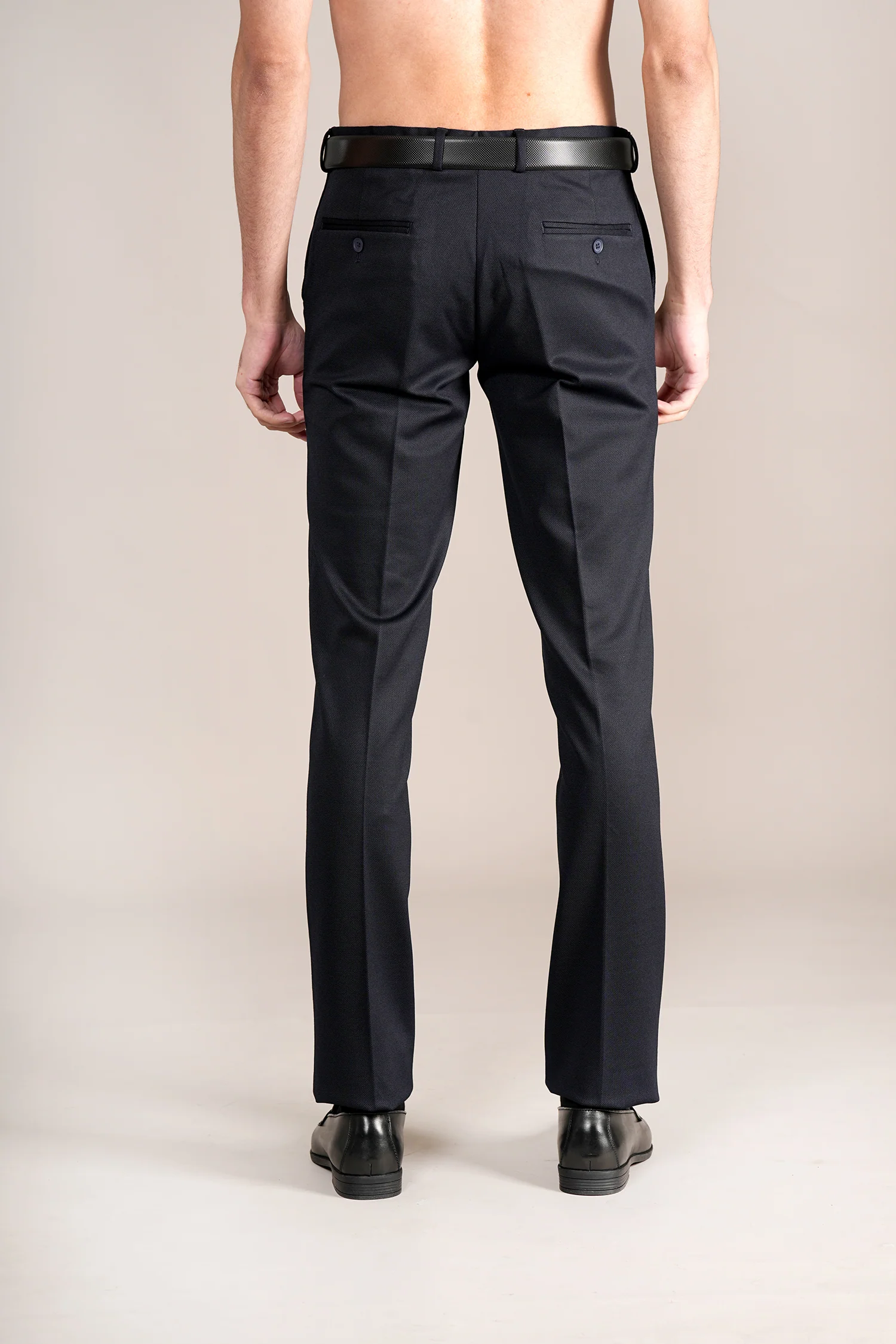 Formal Trouser for Men | Breathable & Soft with Color Fastness Regular Fit Rayon Fabric Self Design Pattern Hook & Eye Closure - Image 5