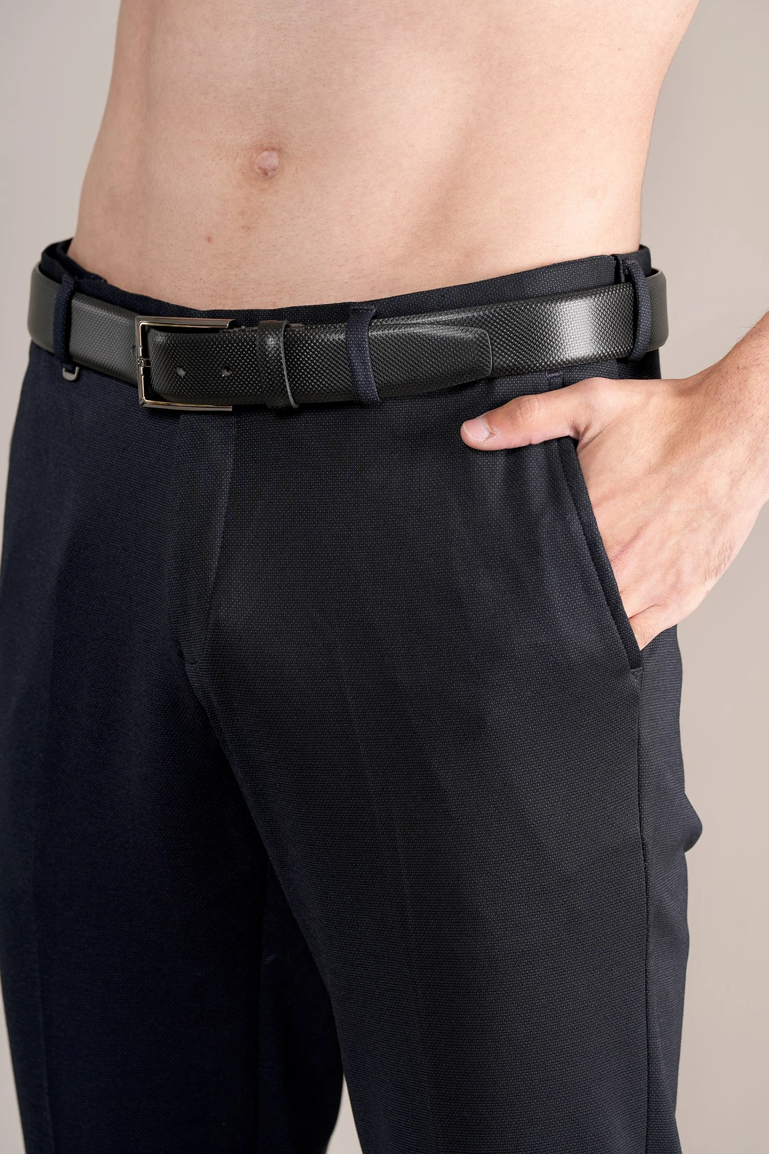 Formal Trouser for Men | Breathable & Soft with Color Fastness Regular Fit Rayon Fabric Self Design Pattern Hook & Eye Closure - Image 6