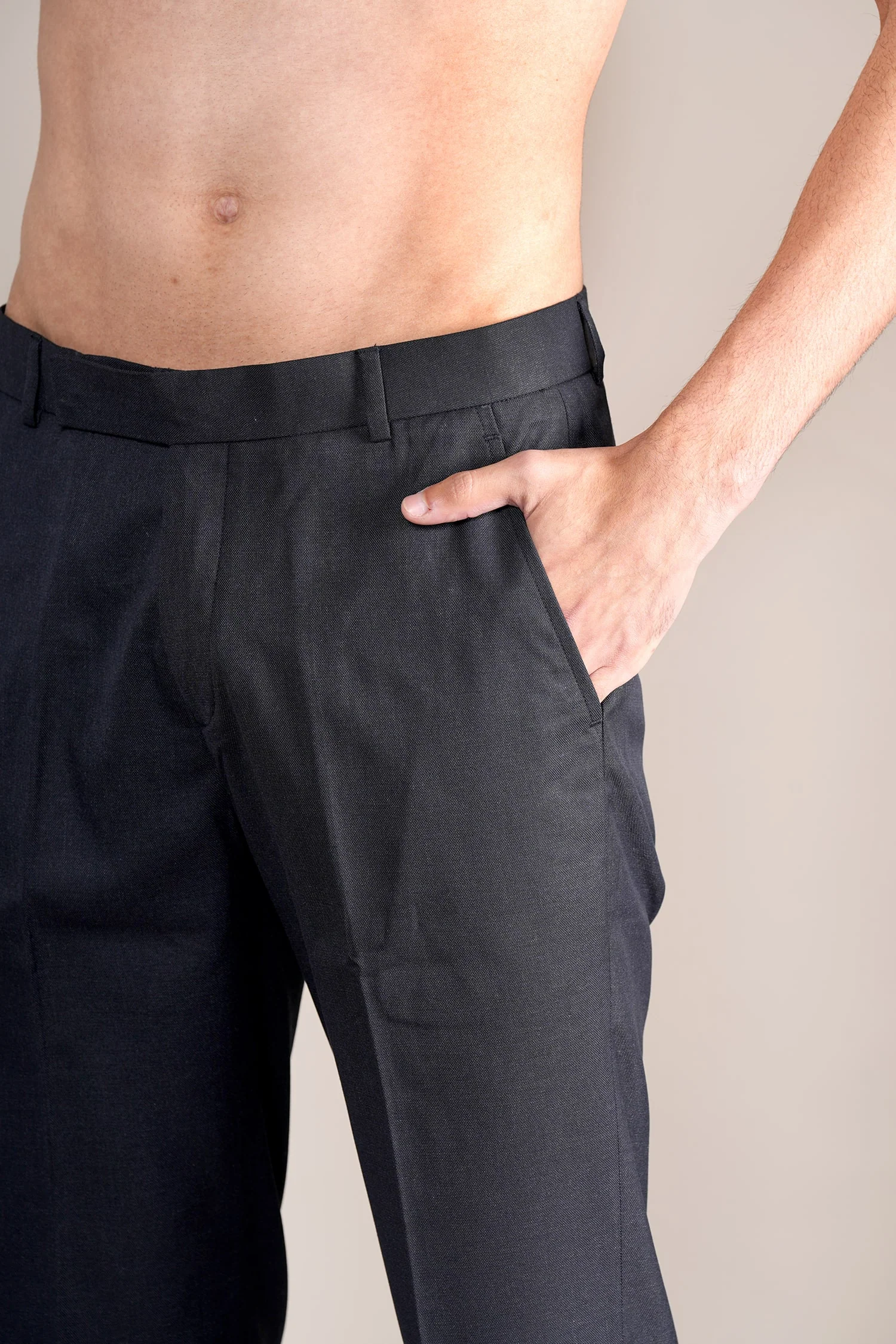 Formal Trouser for Men | Breathable & Soft with Color Fastness Regular Fit Poly Viscose Fabric Self Design Pattern Hook & Eye Closure - Image 6