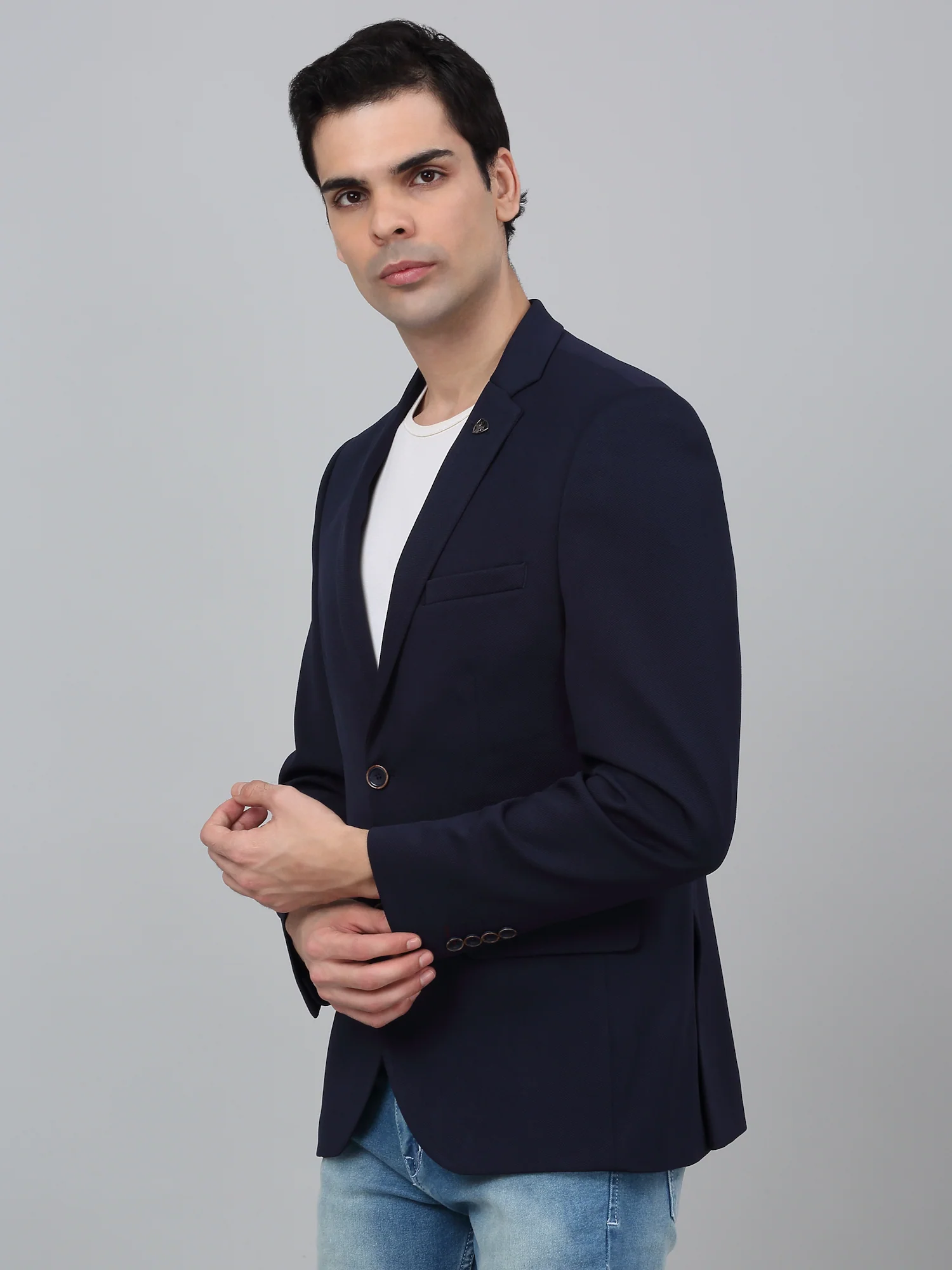 Blazer for Men | Premium Casual Blazer Slim Fit Notched Collar Polyester Fabric Solid Pattern - Image 3