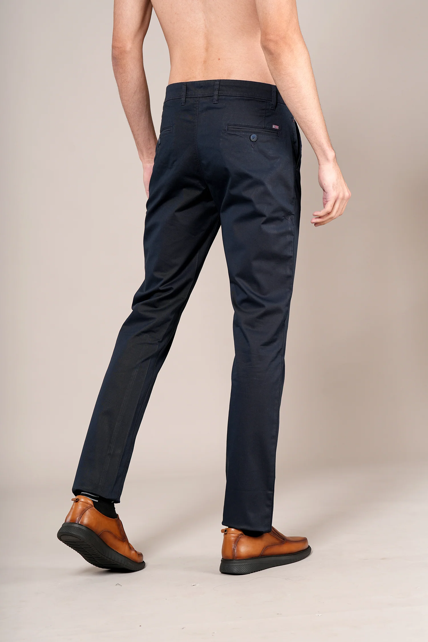 Casual Trouser for Men | Breathable & Soft with Color Fastness Regular Fit Cotton Blend Fabric Solid Pattern Button Closure - Image 5