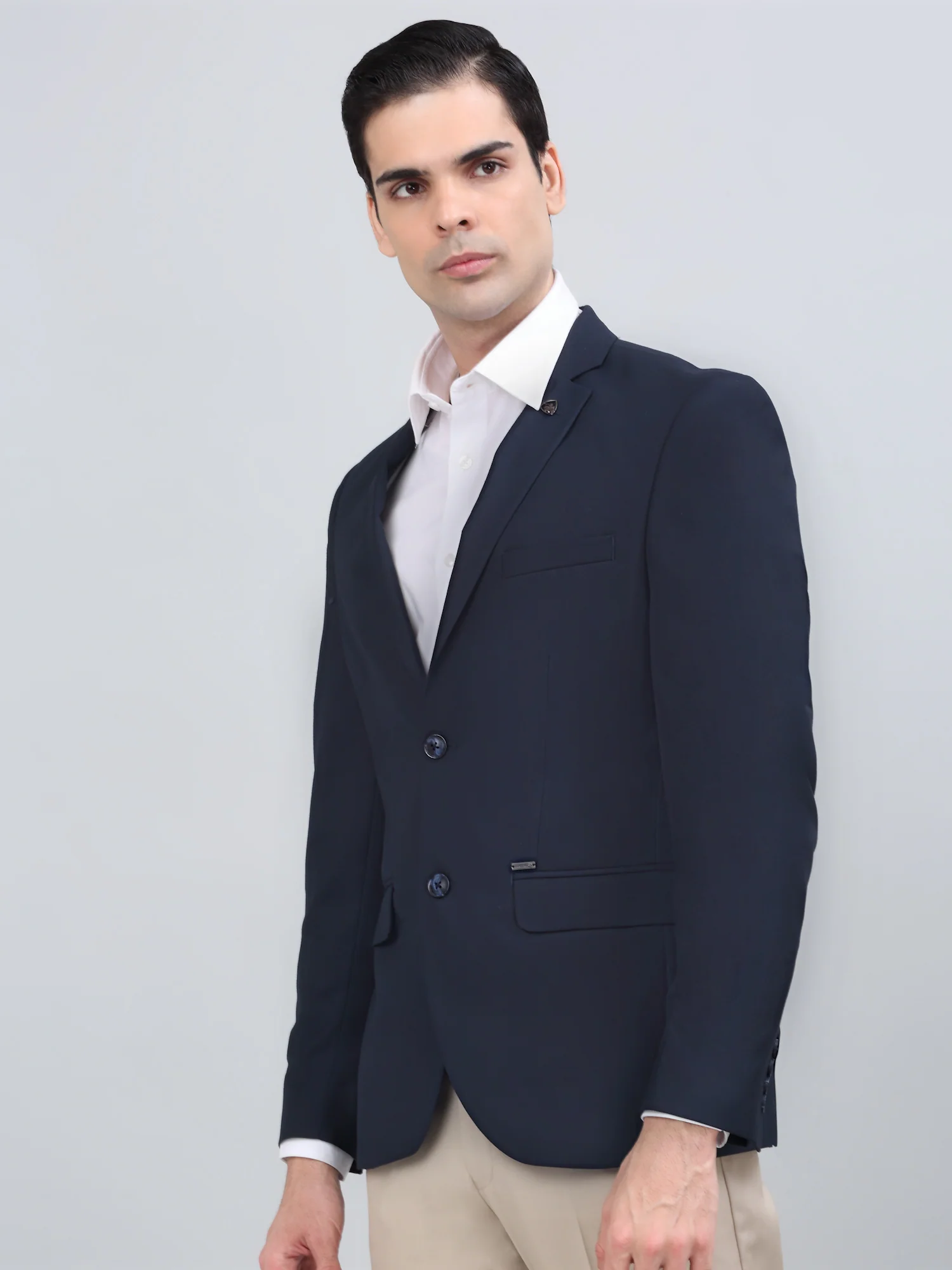 Men’s Navy Solid Notch Lapel Formal Blazer | Cantabil - Image 4