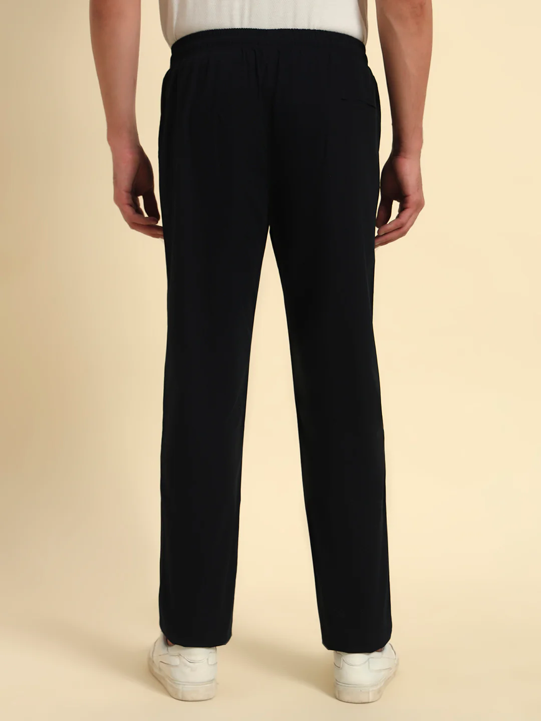 Men's Navy Solid Regular Fit Lower - Image 3