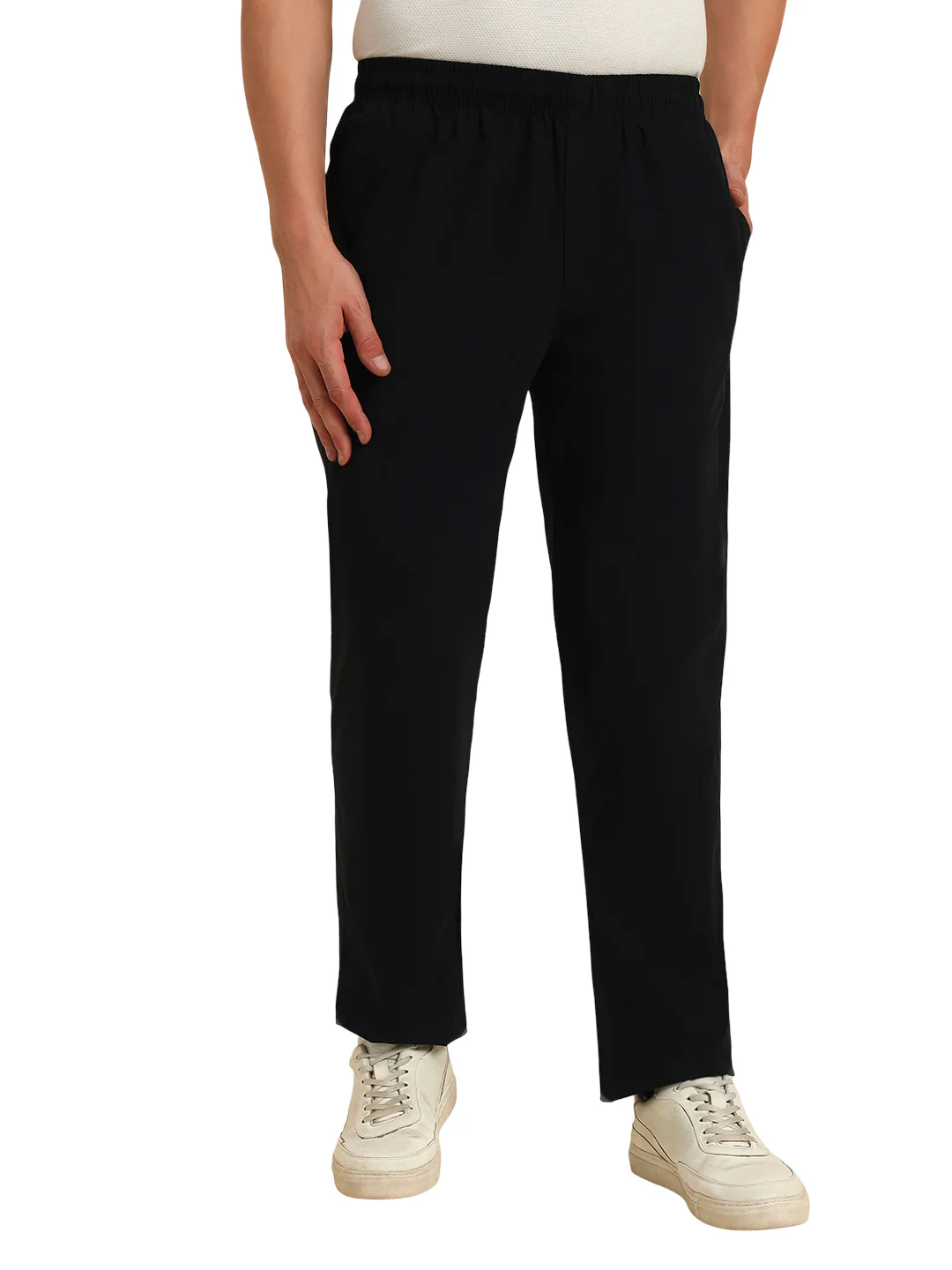 Men's Navy Solid Regular Fit Lower - Image 4