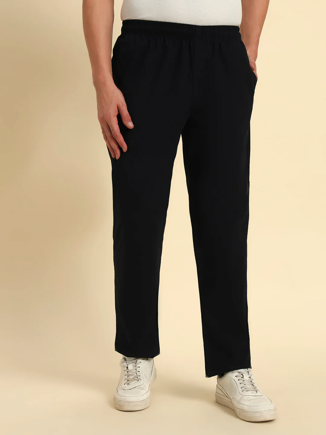 Men's Navy Solid Regular Fit Lower - Image 5