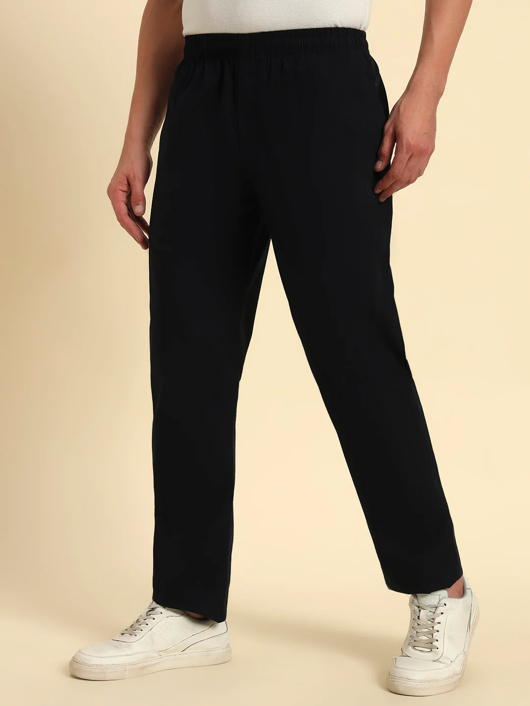 Men's Navy Solid Regular Fit Lower - Image 6