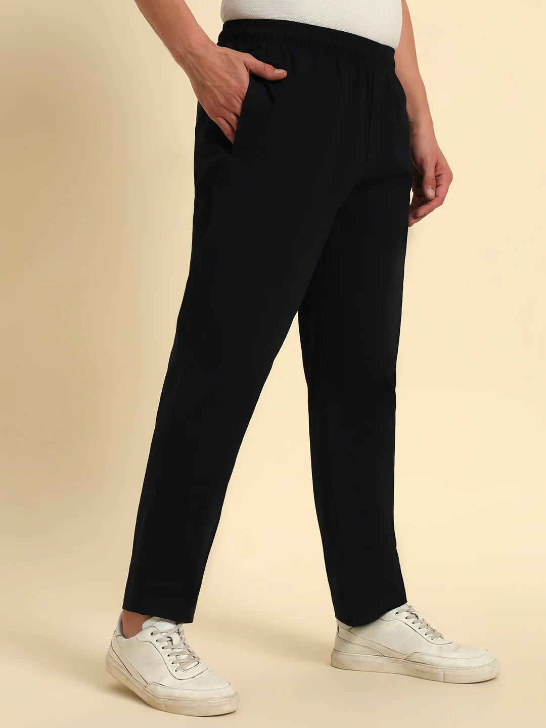 Men's Navy Solid Regular Fit Lower - Image 7