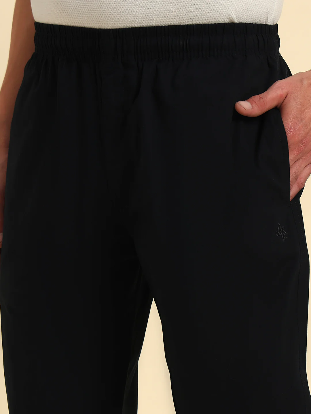 Men's Navy Solid Regular Fit Lower - Image 8
