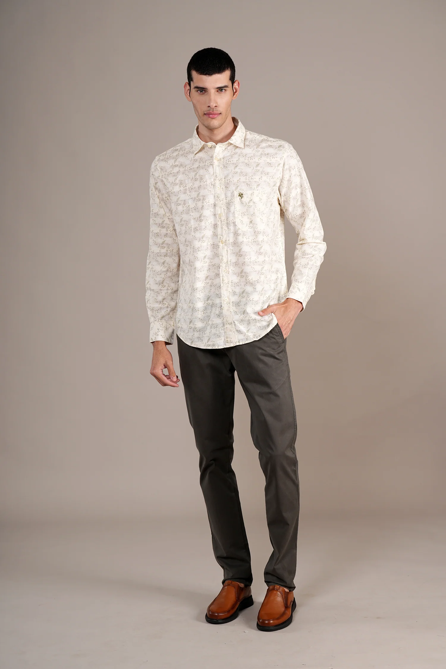 Casual Shirt for Men | Breathable & Soft with Color Fastness Regular Fit Spread Collar Neck Cotton Fabric Printed Pattern - Image 2
