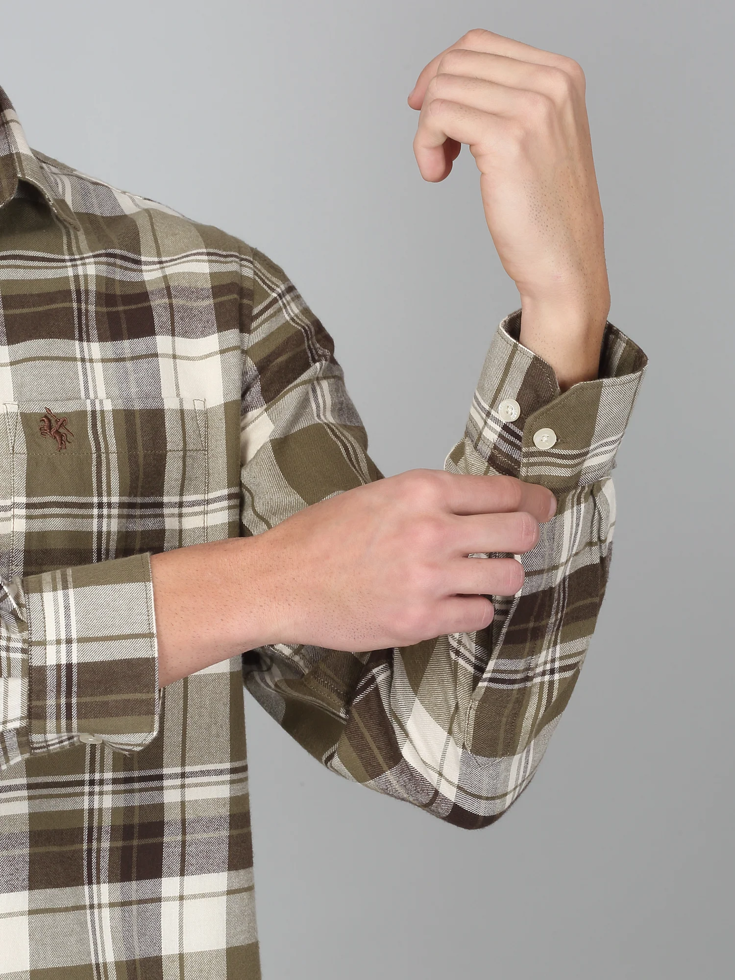 Casual Shirt for Men | Breathable & Soft with Color Fastness Regular Fit Spread Collar Neck Cotton Fabric Checkered Pattern - Image 3