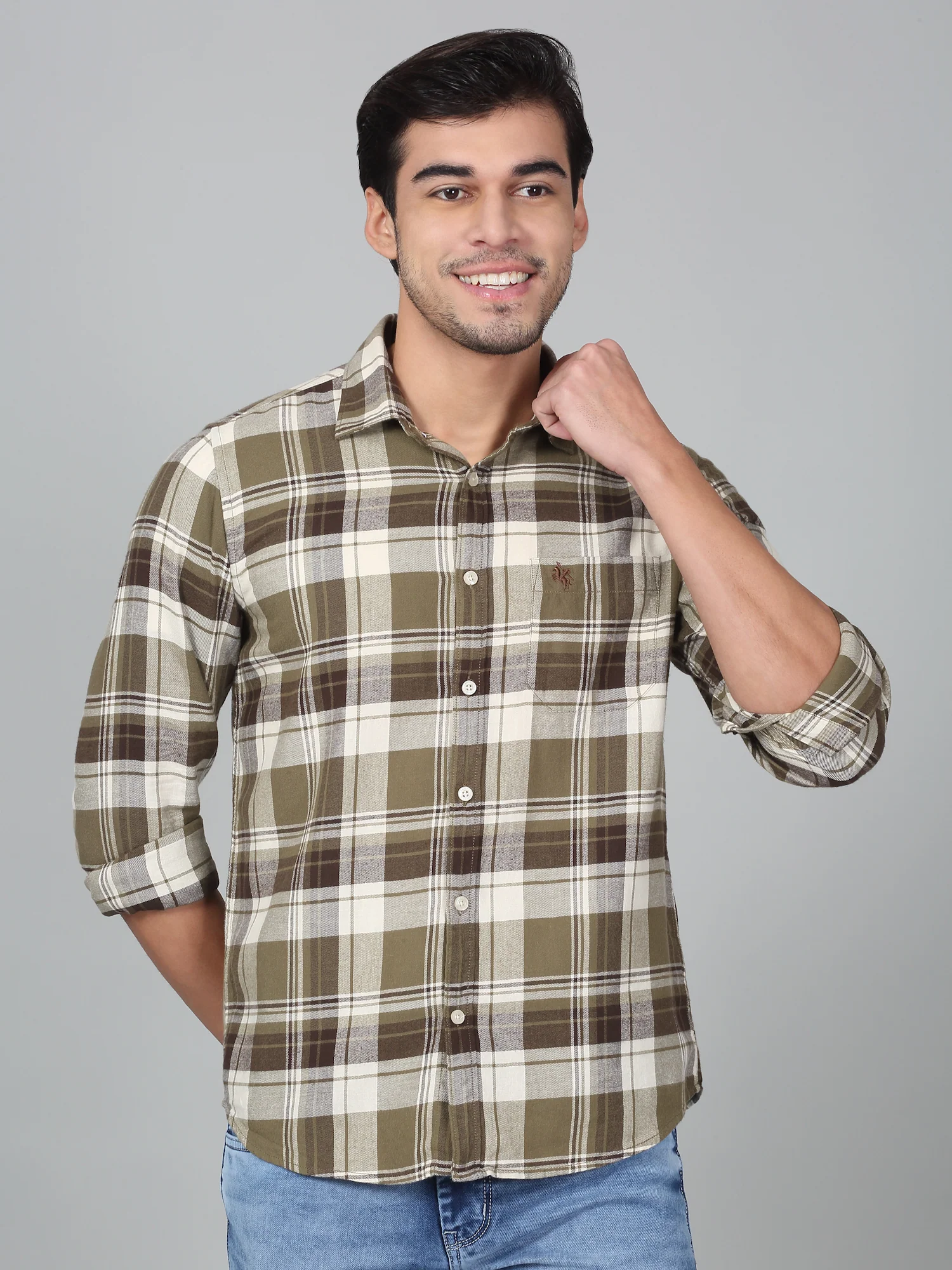 Casual Shirt for Men | Breathable & Soft with Color Fastness Regular Fit Spread Collar Neck Cotton Fabric Checkered Pattern - Image 4