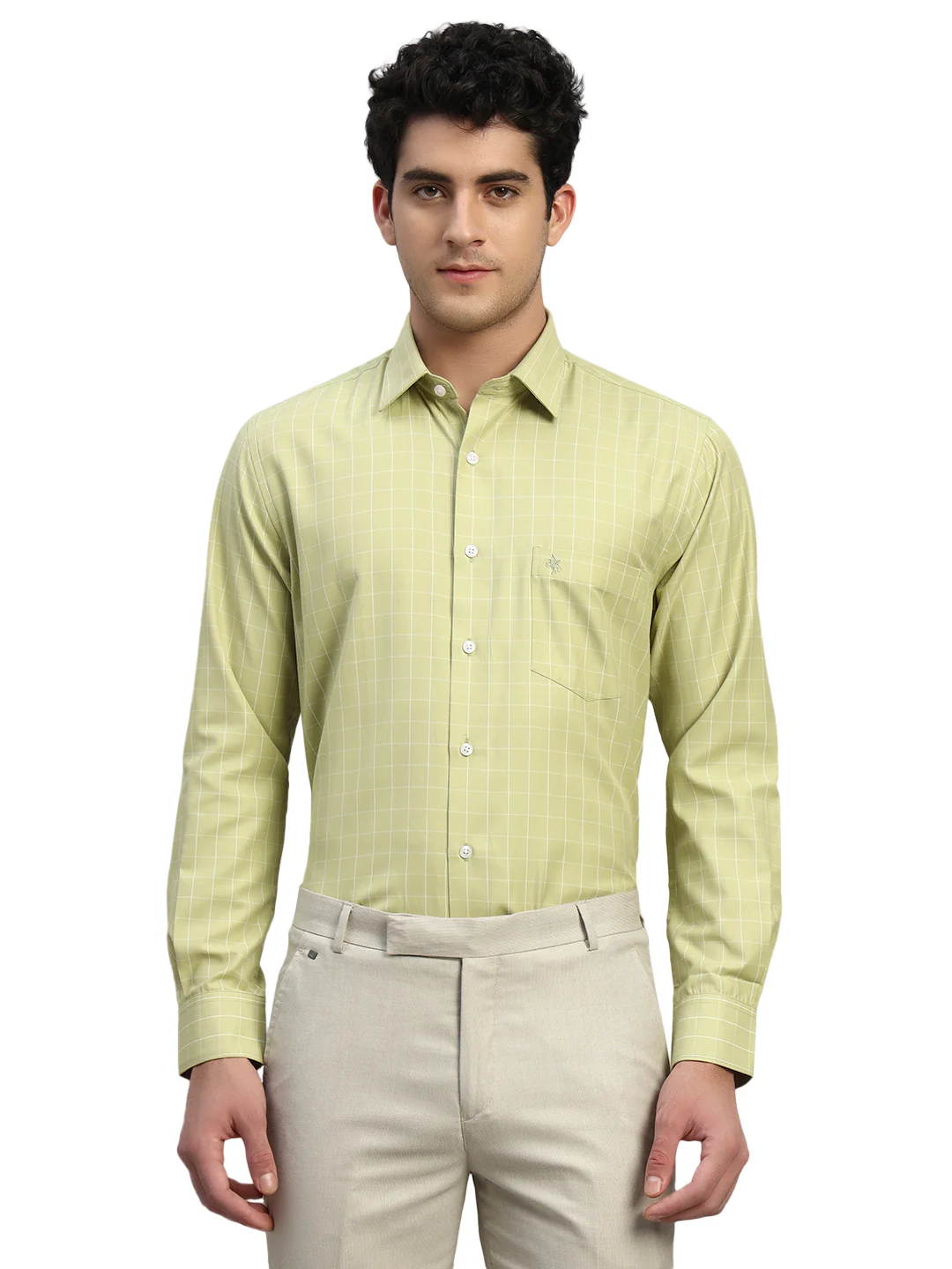 Formal Shirt for Men l Breathable & Soft with Color Fastness Regular Fit Spread Collar Neck Cotton Blend Fabric Checkered Pattern - Image 3