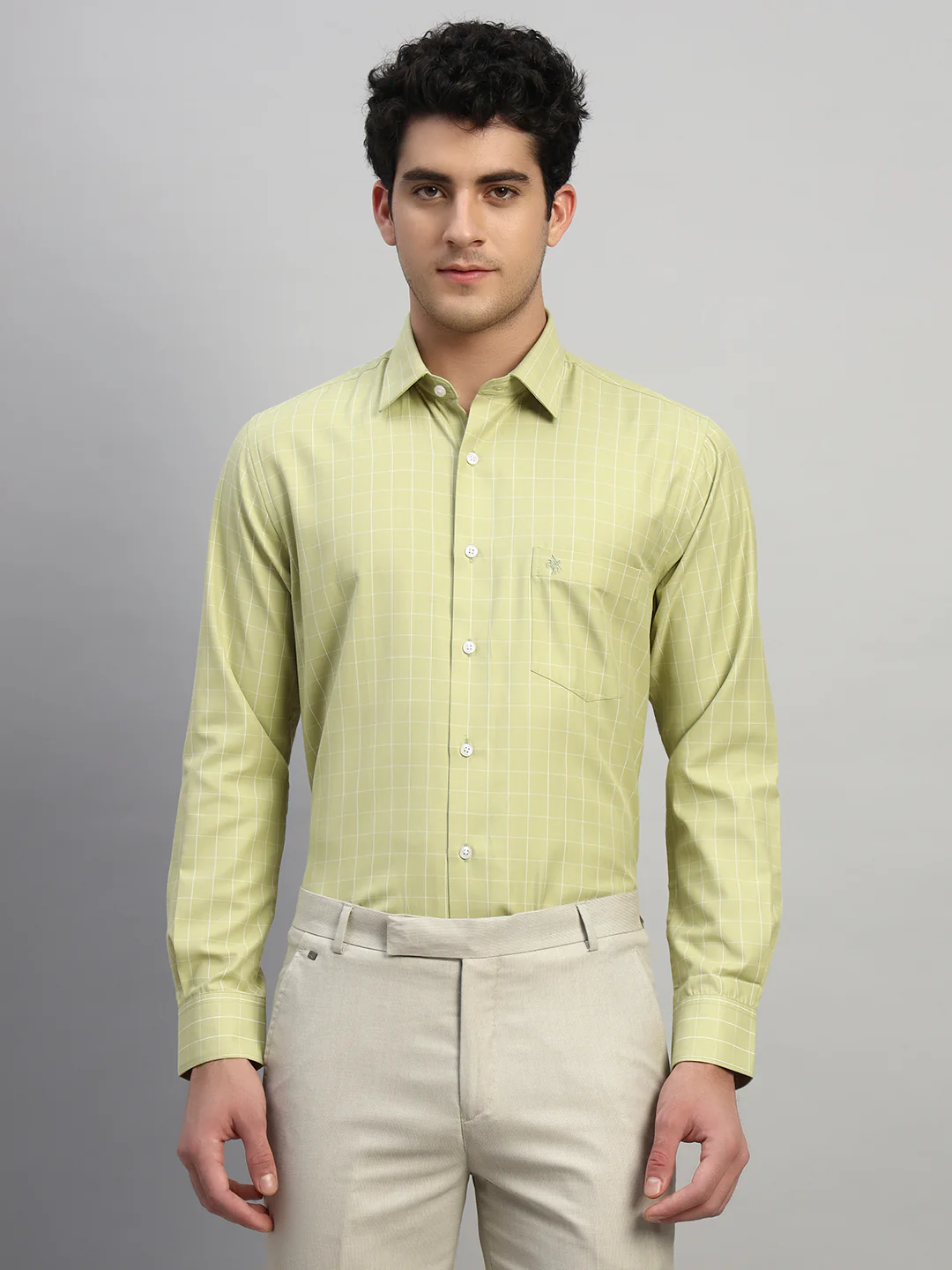 Formal Shirt for Men l Breathable & Soft with Color Fastness Regular Fit Spread Collar Neck Cotton Blend Fabric Checkered Pattern - Image 4