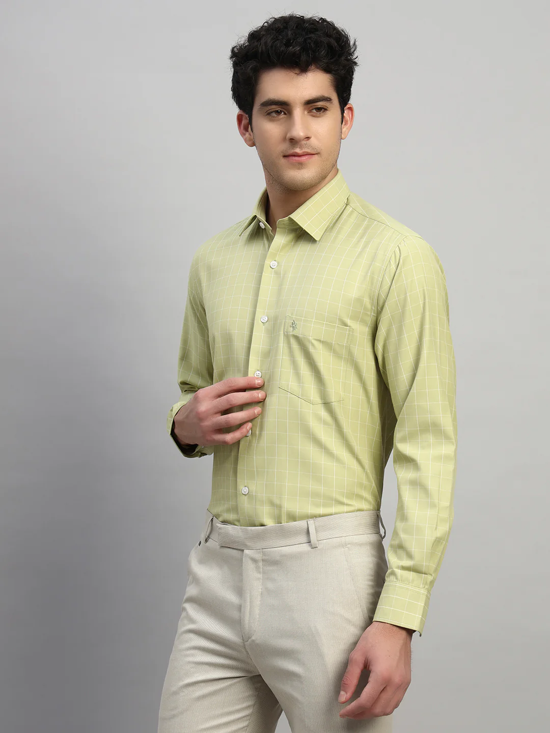 Formal Shirt for Men l Breathable & Soft with Color Fastness Regular Fit Spread Collar Neck Cotton Blend Fabric Checkered Pattern - Image 5