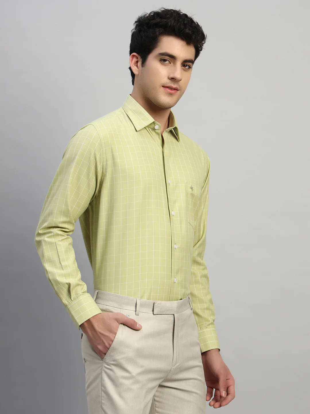 Formal Shirt for Men l Breathable & Soft with Color Fastness Regular Fit Spread Collar Neck Cotton Blend Fabric Checkered Pattern - Image 6