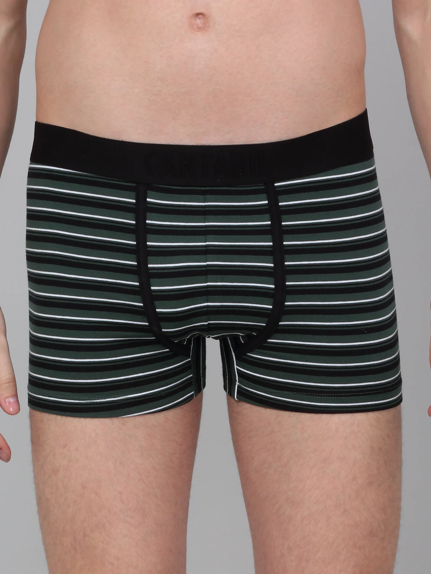 Men's Olive Green Pack of 2 Striped Cotton Briefs - Image 3