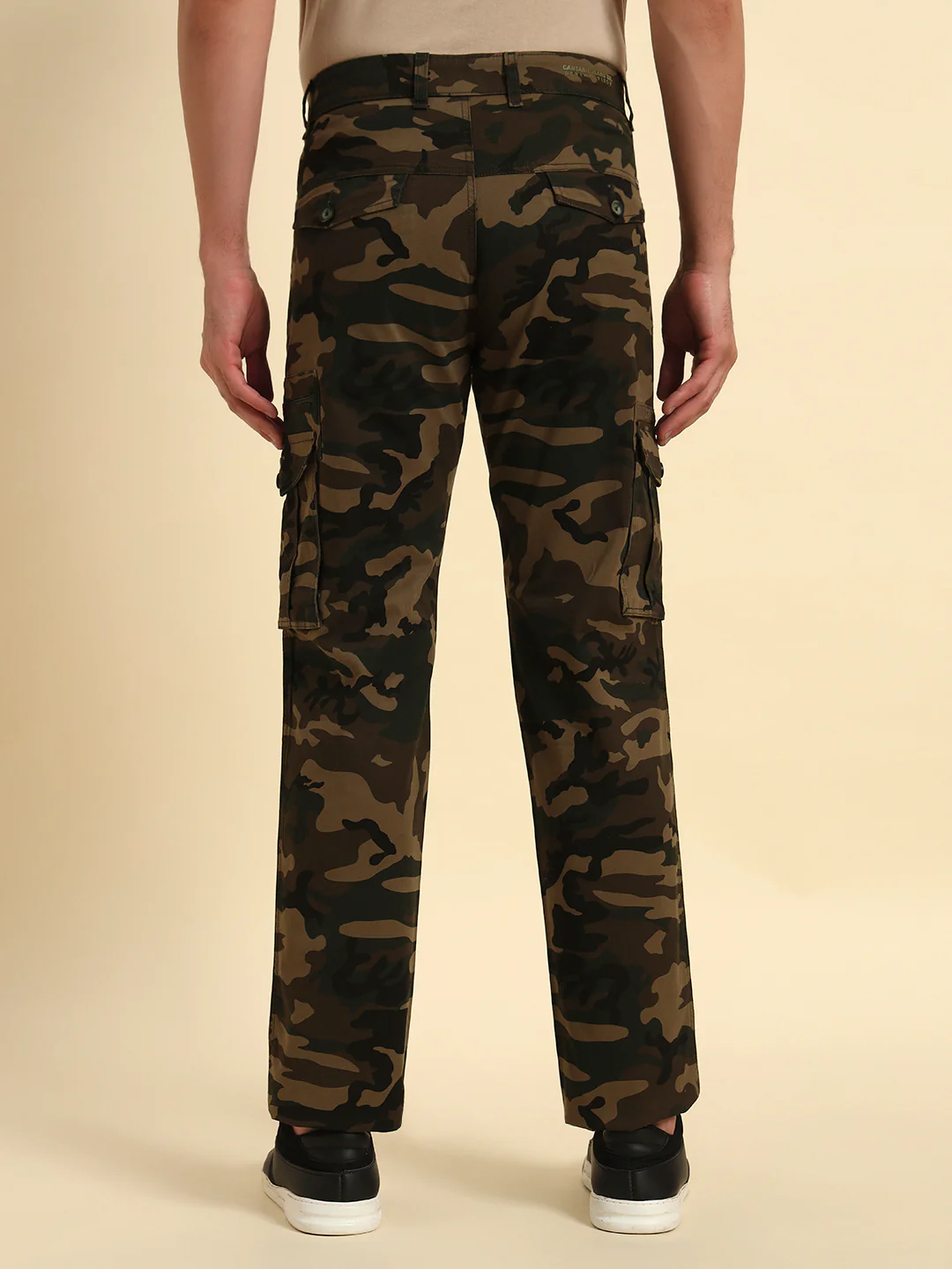 Men's Olive Green Printed Regular Fit Casual Cargo - Image 5