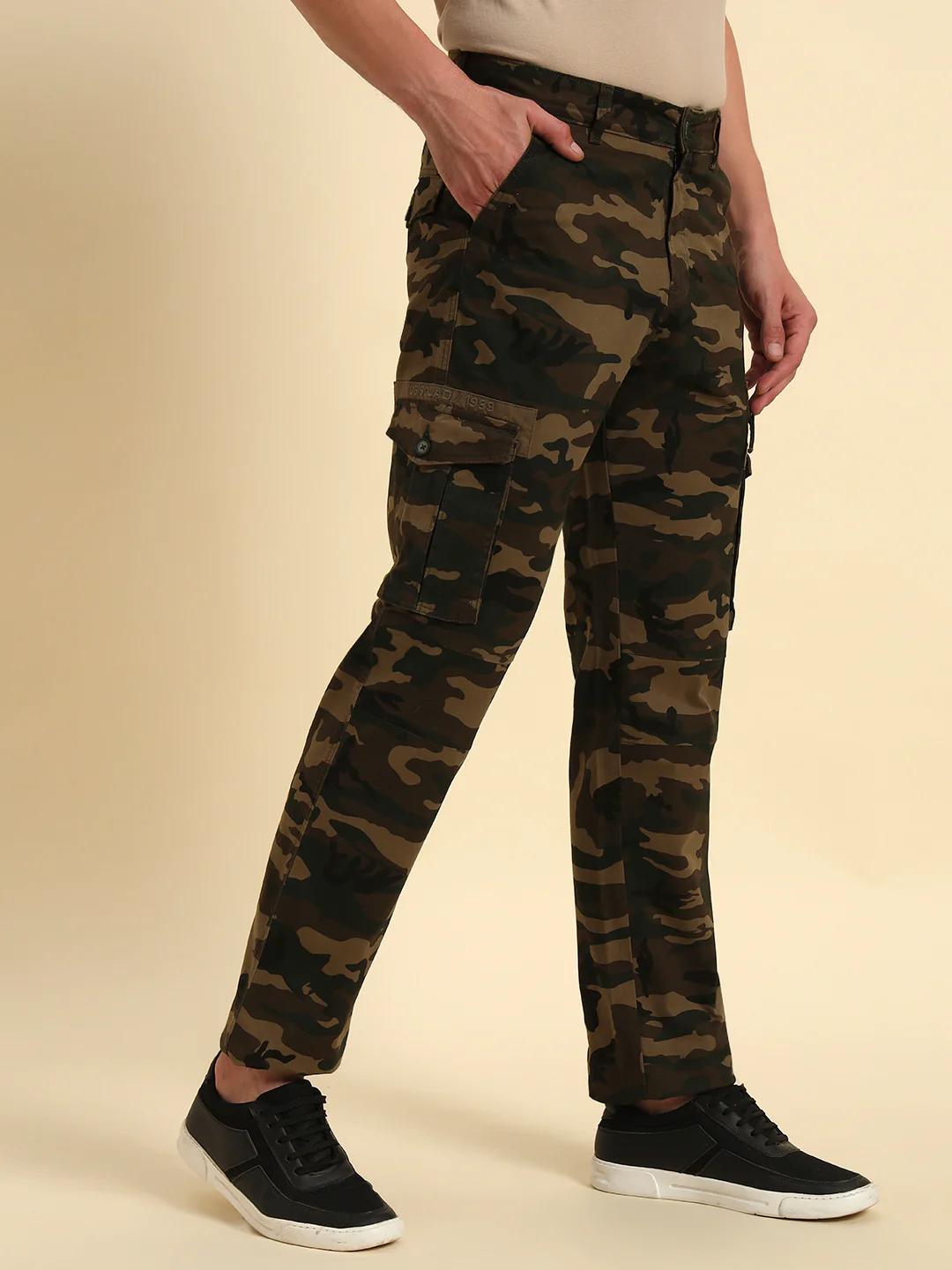 Men's Olive Green Printed Regular Fit Casual Cargo - Image 7