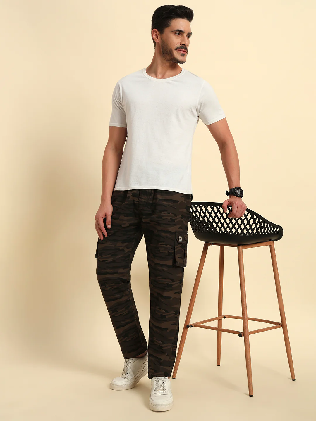 Men's Olive Green Printed Regular Fit Lower - Image 2