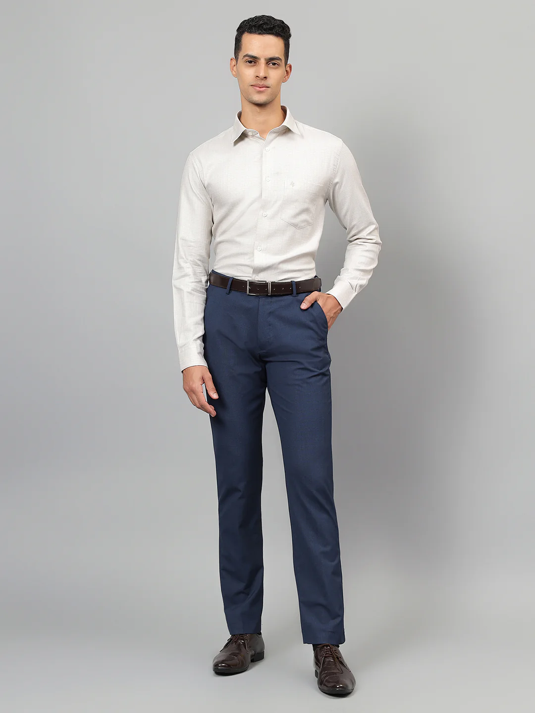 Formal Shirt for Men l Breathable & Soft with Color Fastness Regular Fit Spread Collar Neck Cotton Fabric Self Design Pattern - Image 2