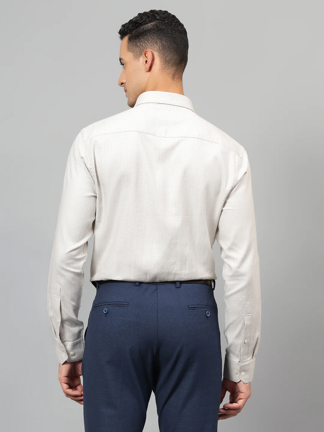 Formal Shirt for Men l Breathable & Soft with Color Fastness Regular Fit Spread Collar Neck Cotton Fabric Self Design Pattern - Image 3