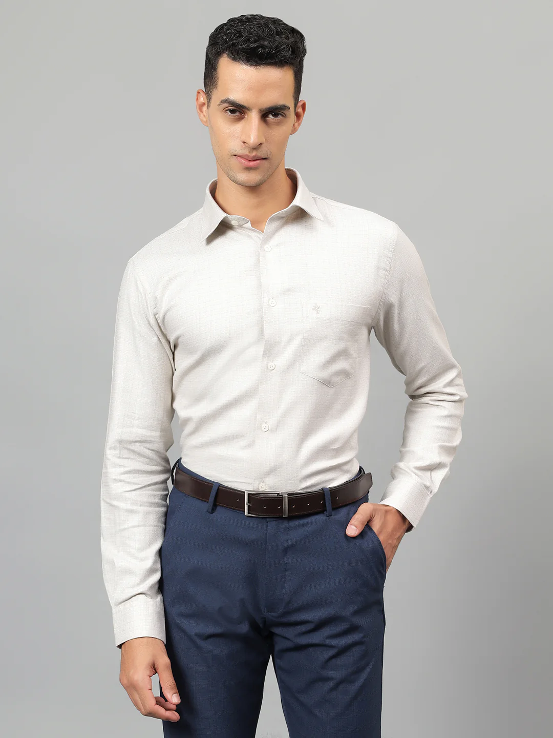 Formal Shirt for Men l Breathable & Soft with Color Fastness Regular Fit Spread Collar Neck Cotton Fabric Self Design Pattern - Image 4
