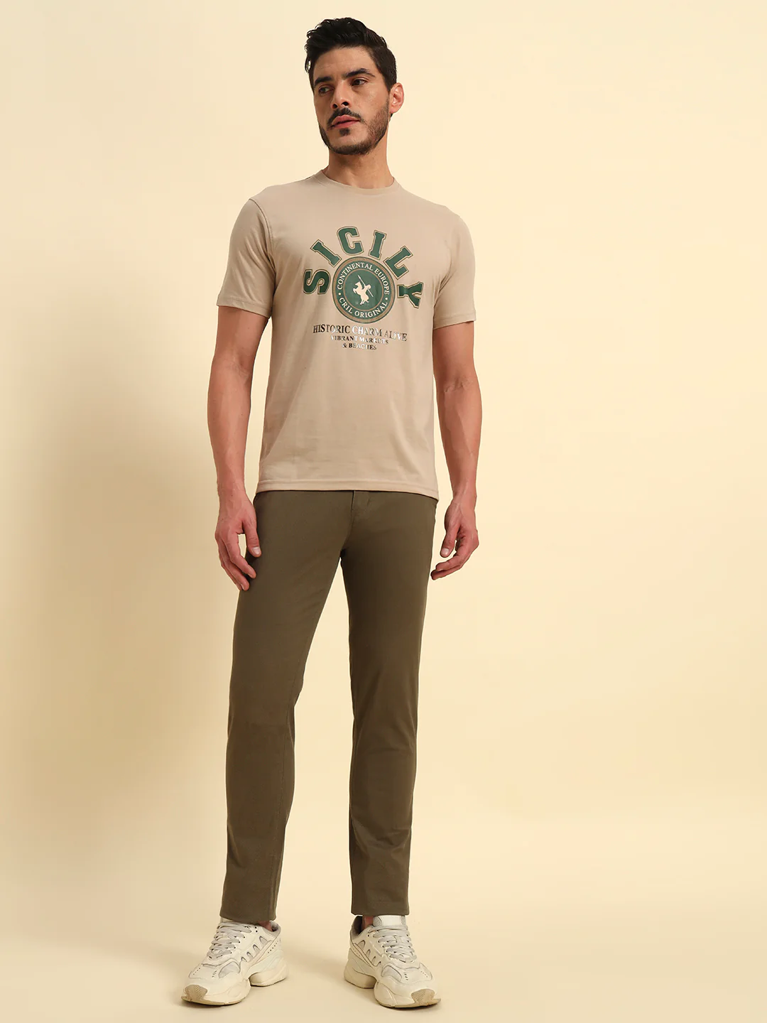 Casual Trouser for Men | Breathable & Soft with Color Fastness Regular Fit Cotton Blend Fabric Self Design Pattern Button Closure - Image 9