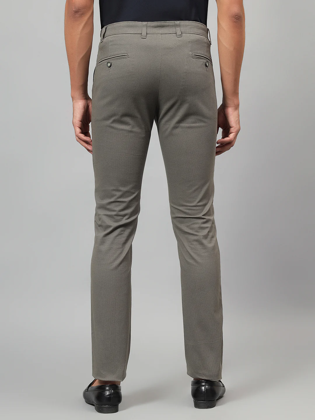 Casual Trouser for Men | Breathable & Soft with Color Fastness Regular Fit Cotton Blend Fabric Self Design Pattern Button Closure - Image 3