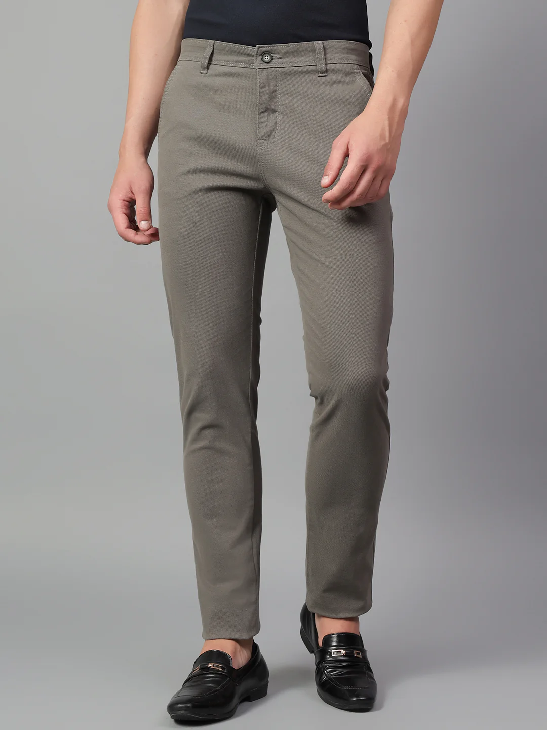 Casual Trouser for Men | Breathable & Soft with Color Fastness Regular Fit Cotton Blend Fabric Solid Pattern Button Closure - Image 2
