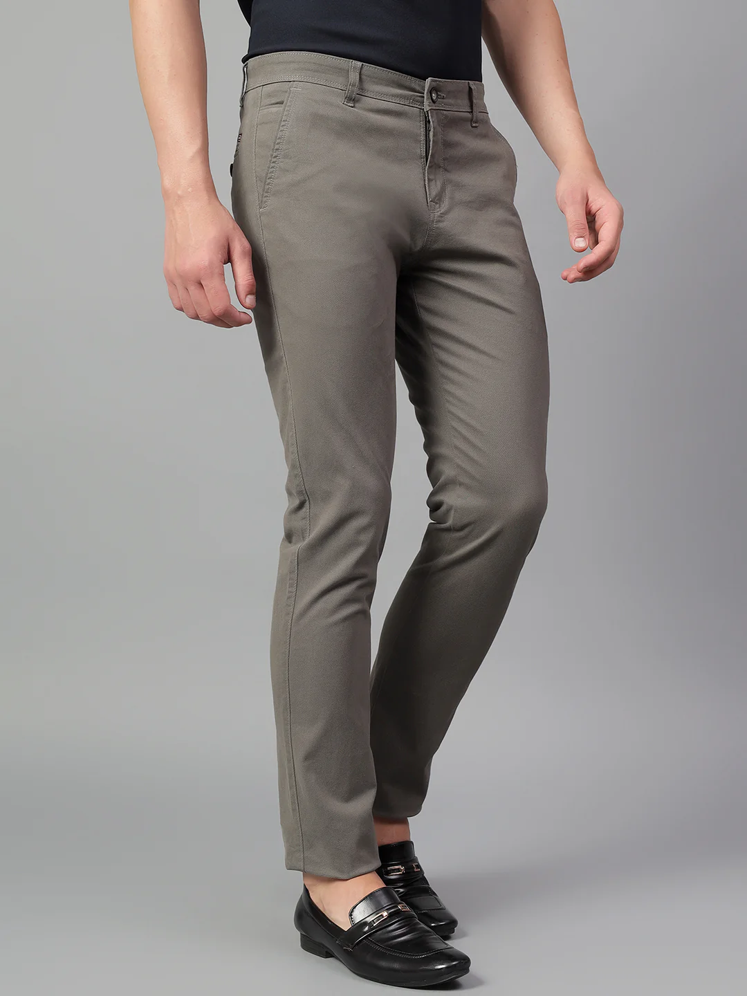Casual Trouser for Men | Breathable & Soft with Color Fastness Regular Fit Cotton Blend Fabric Solid Pattern Button Closure - Image 4