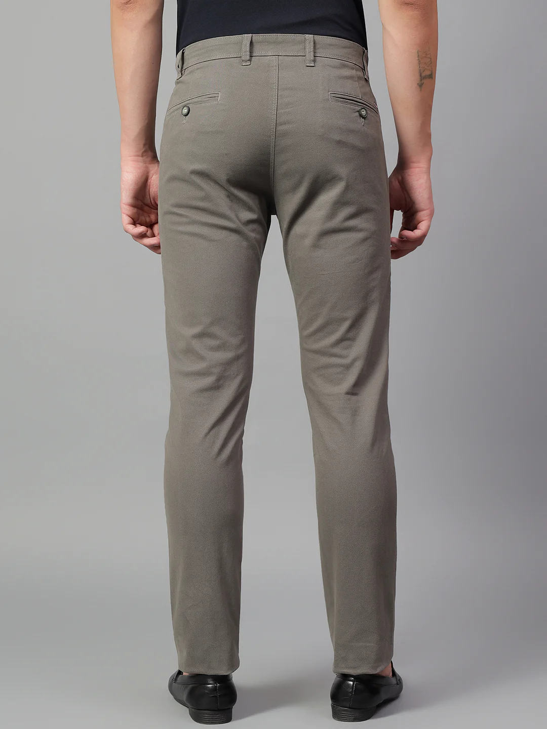 Casual Trouser for Men | Breathable & Soft with Color Fastness Regular Fit Cotton Blend Fabric Solid Pattern Button Closure - Image 5