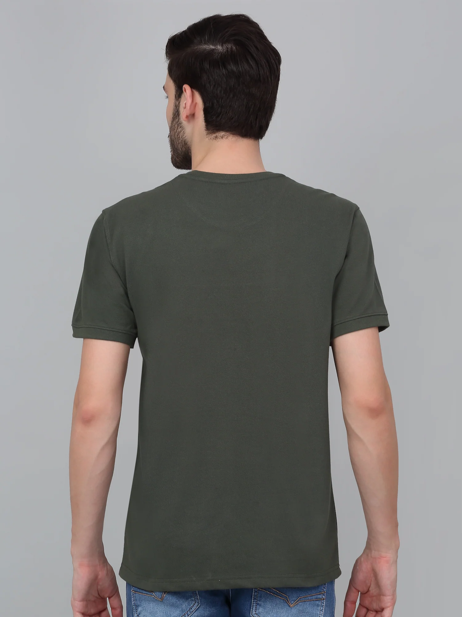 T-Shirt for Men | Breathable & Soft with Color Fastness Regular Fit Round Neck Poly Cotton Fabric Solid Pattern - Image 2